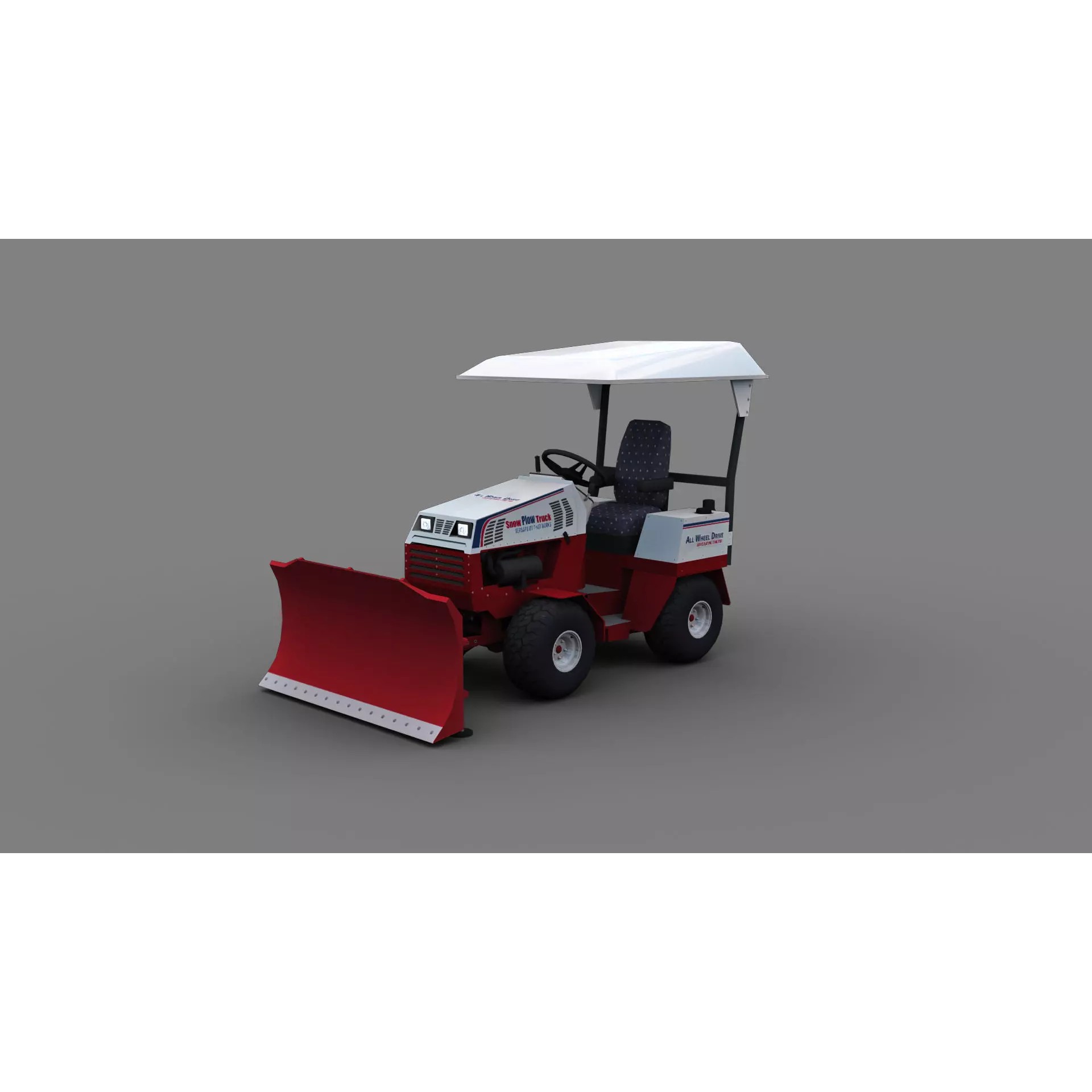 Snow Plow Truck 3D Model – Low Poly Game Asset, FBX, PBR Textures - View 2