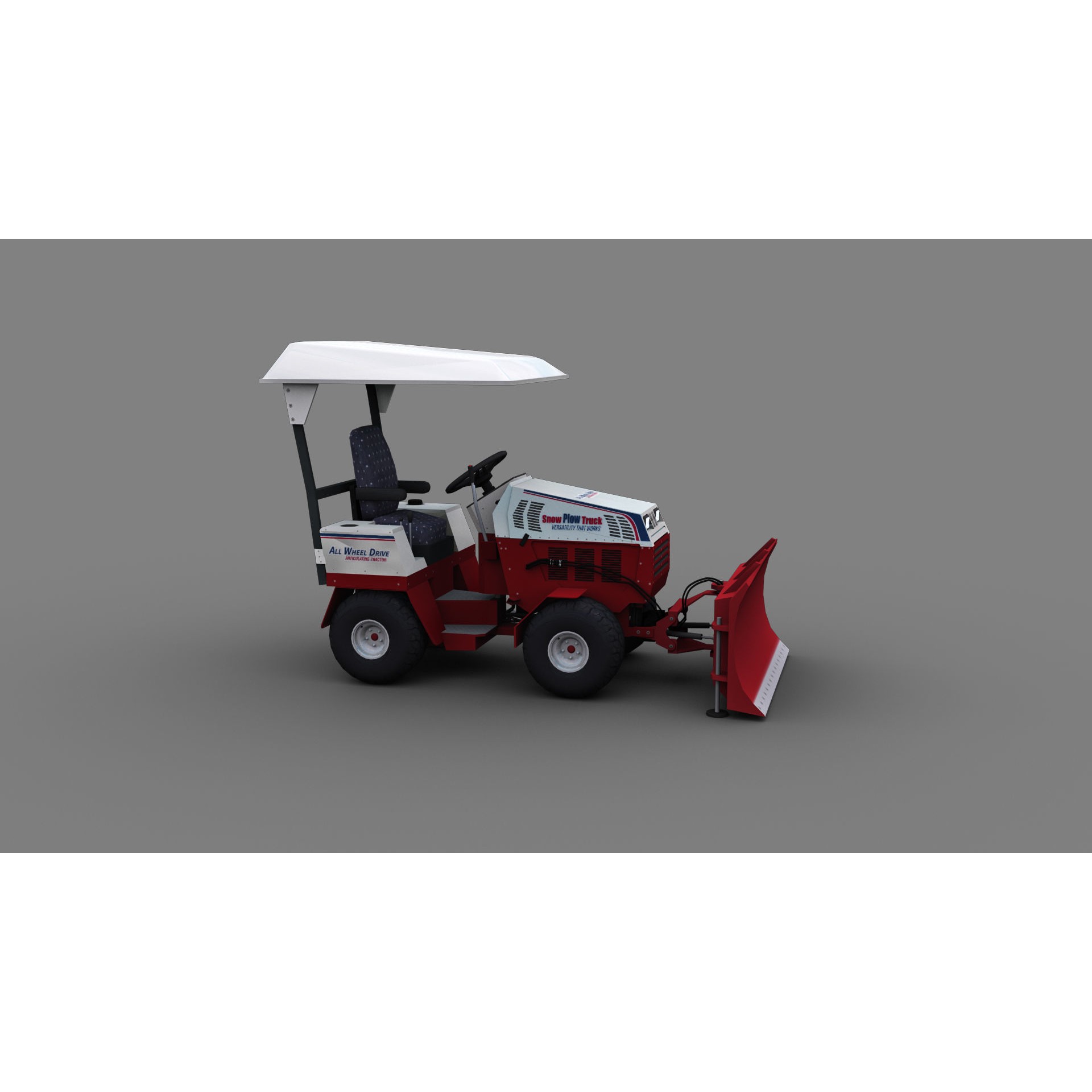 Snow Plow Truck 3D Model – Low Poly Game Asset, FBX, PBR Textures - View 7