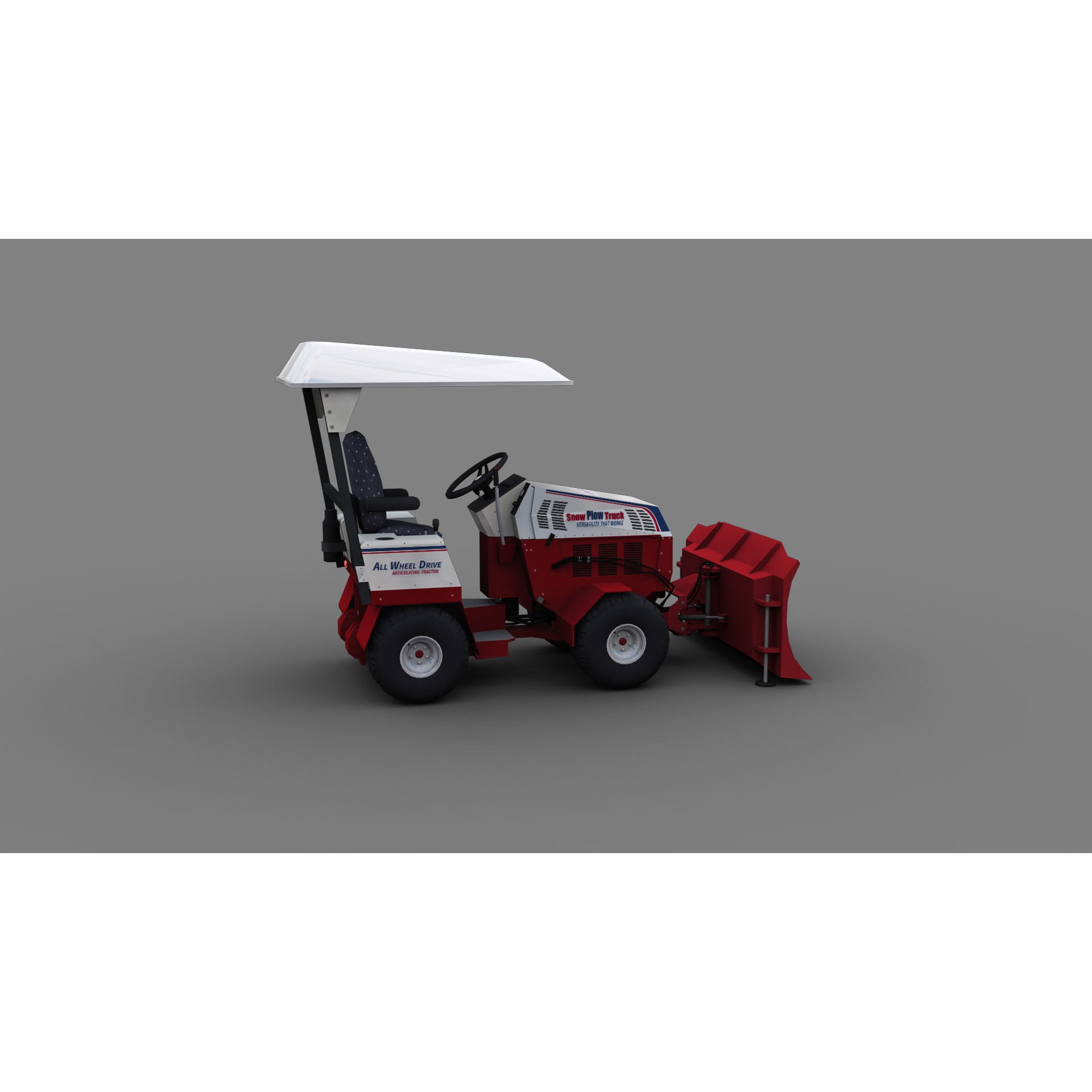 Snow Plow Truck 3D Model – Low Poly Game Asset, FBX, PBR Textures - View 8