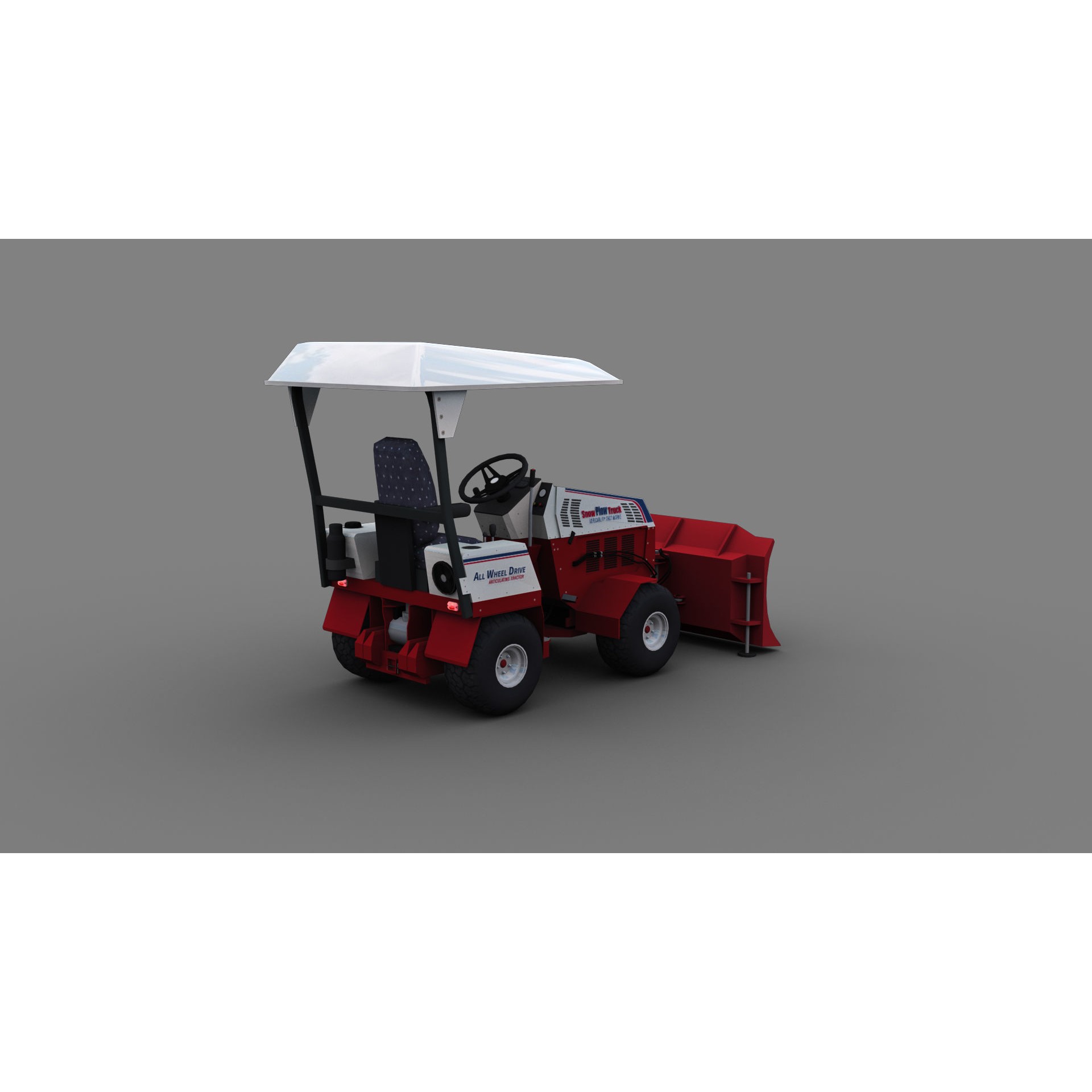 Snow Plow Truck 3D Model – Low Poly Game Asset, FBX, PBR Textures - View 9