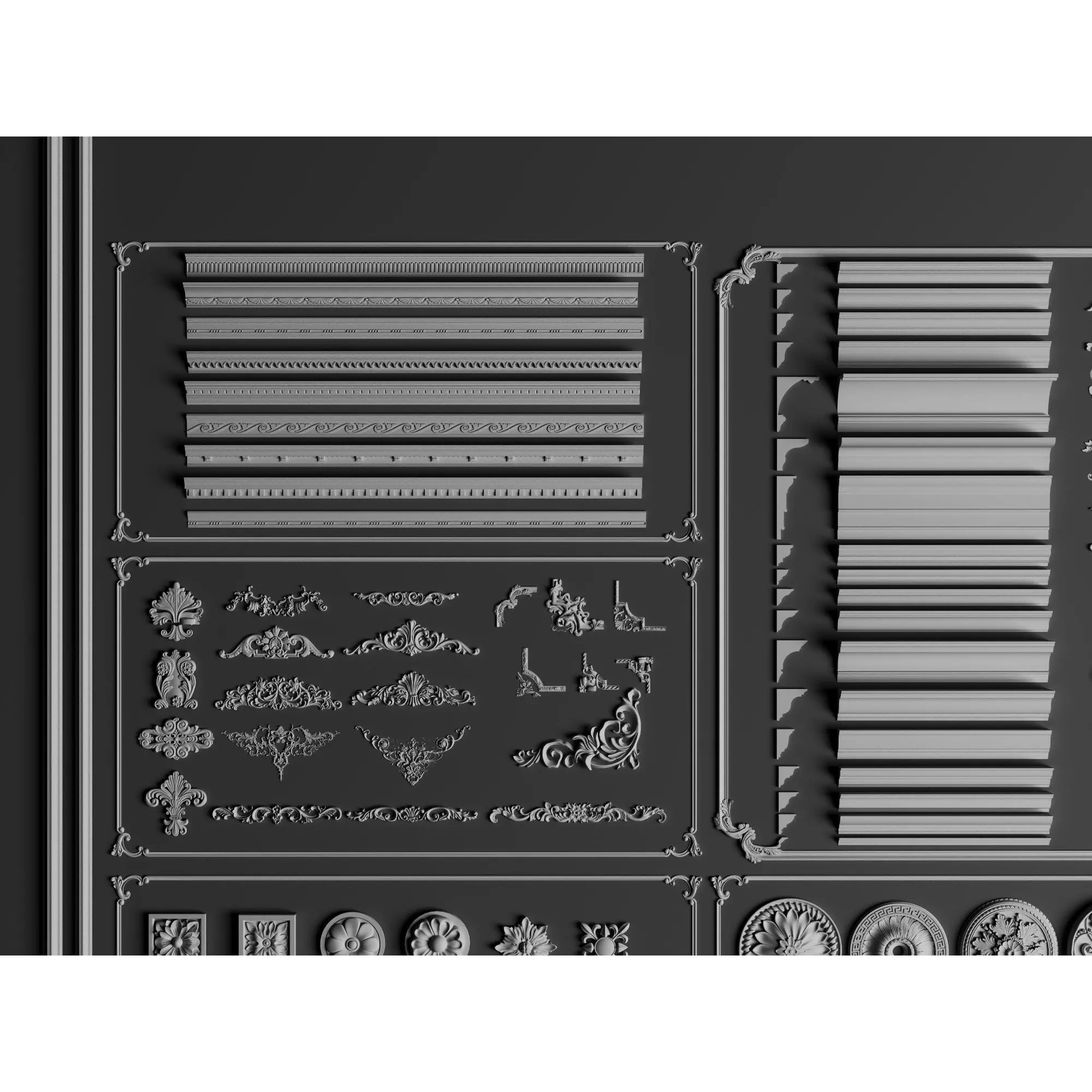 Classic Architectural Ornament Kit - Low-Poly 3D Model - View 10