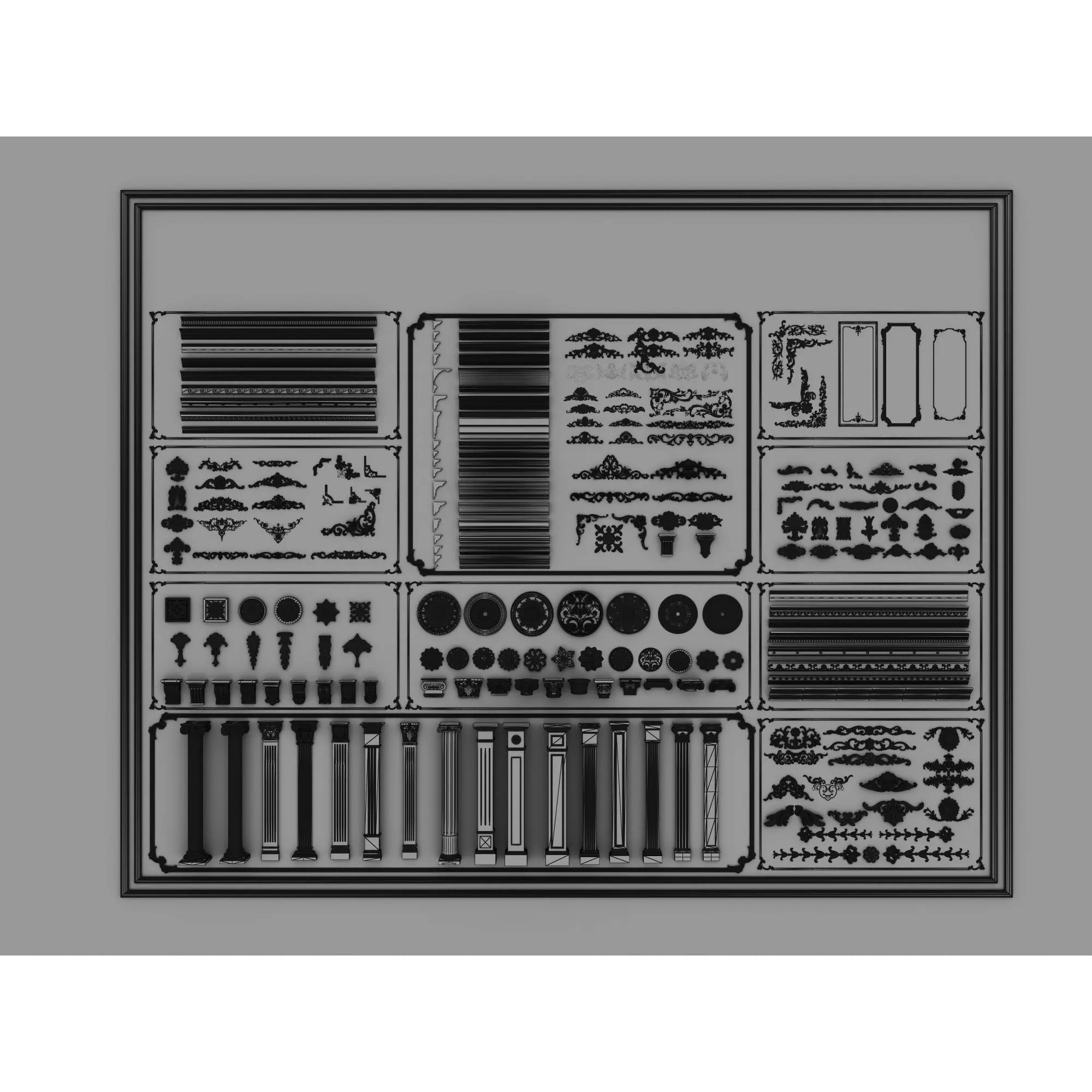 Classic Architectural Ornament Kit - Low-Poly 3D Model - View 12