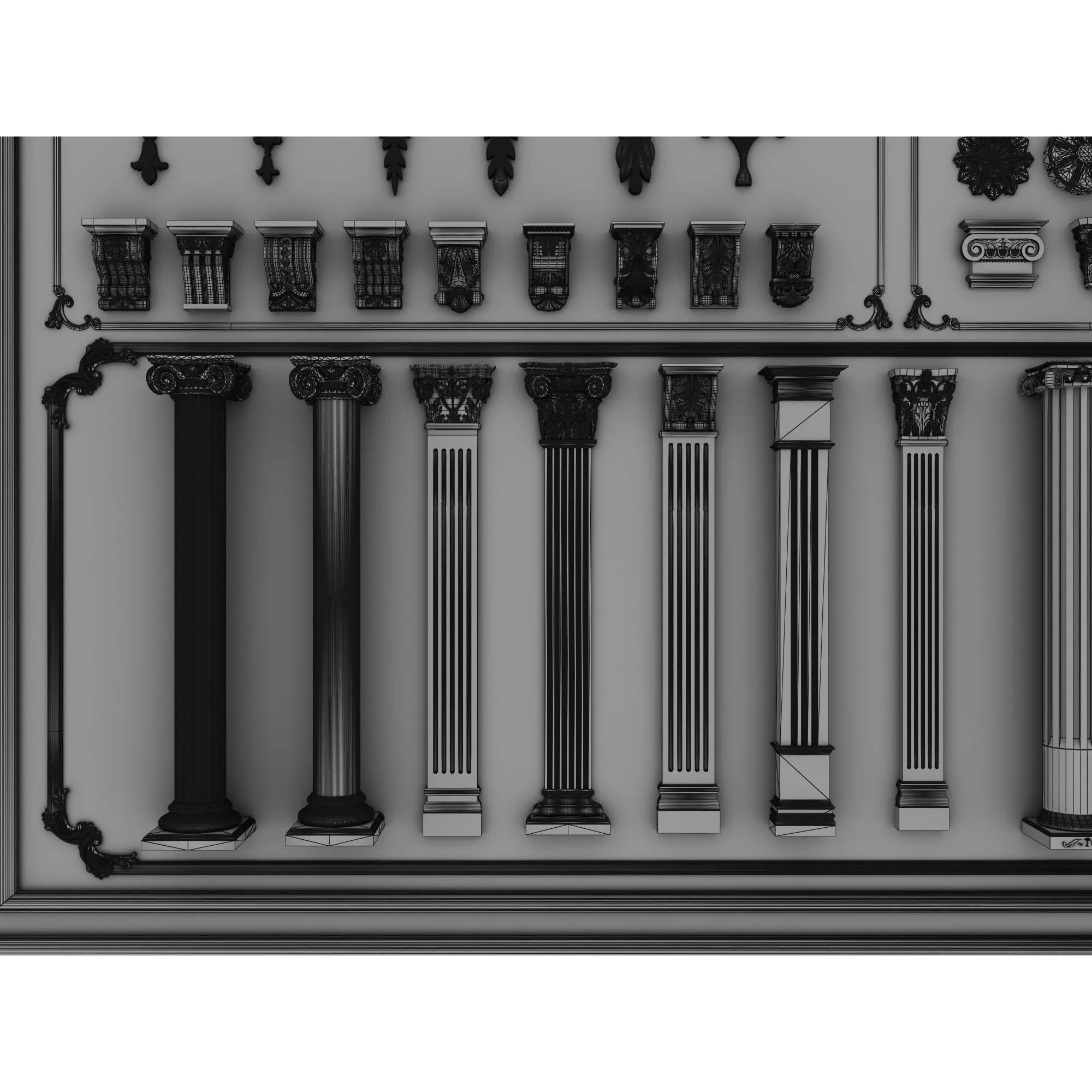 Classic Architectural Ornament Kit - Low-Poly 3D Model - View 13