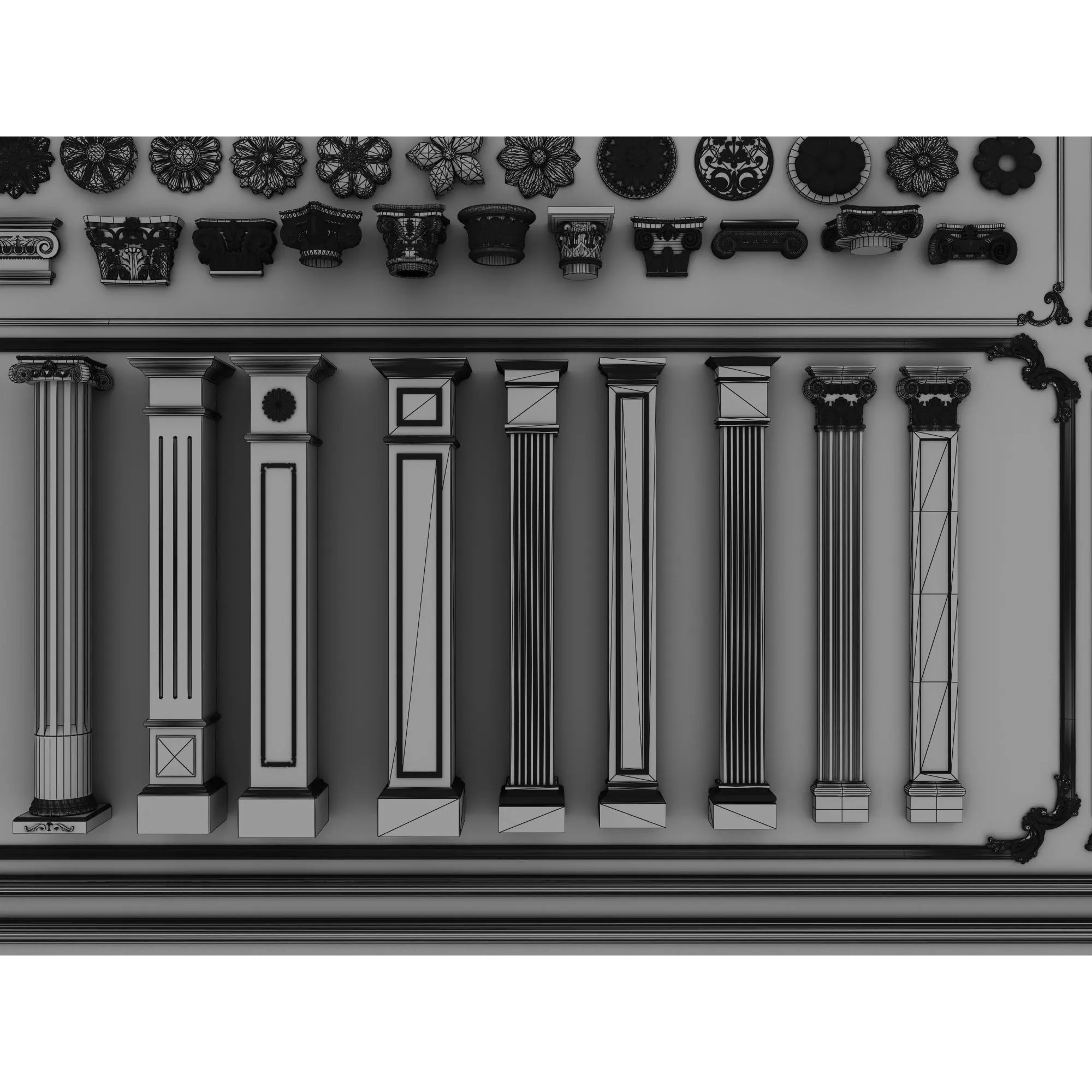 Classic Architectural Ornament Kit - Low-Poly 3D Model - View 14