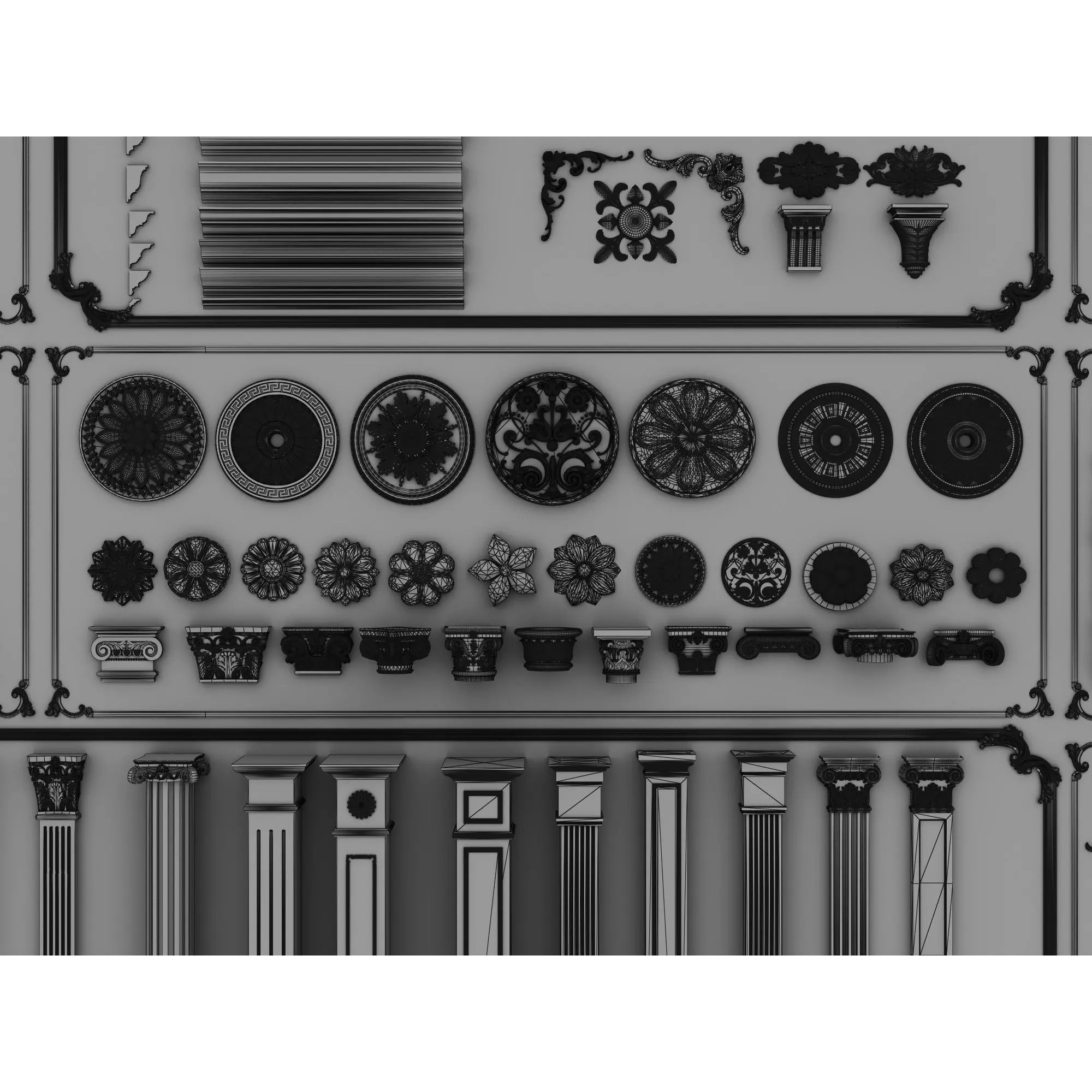 Classic Architectural Ornament Kit - Low-Poly 3D Model - View 17