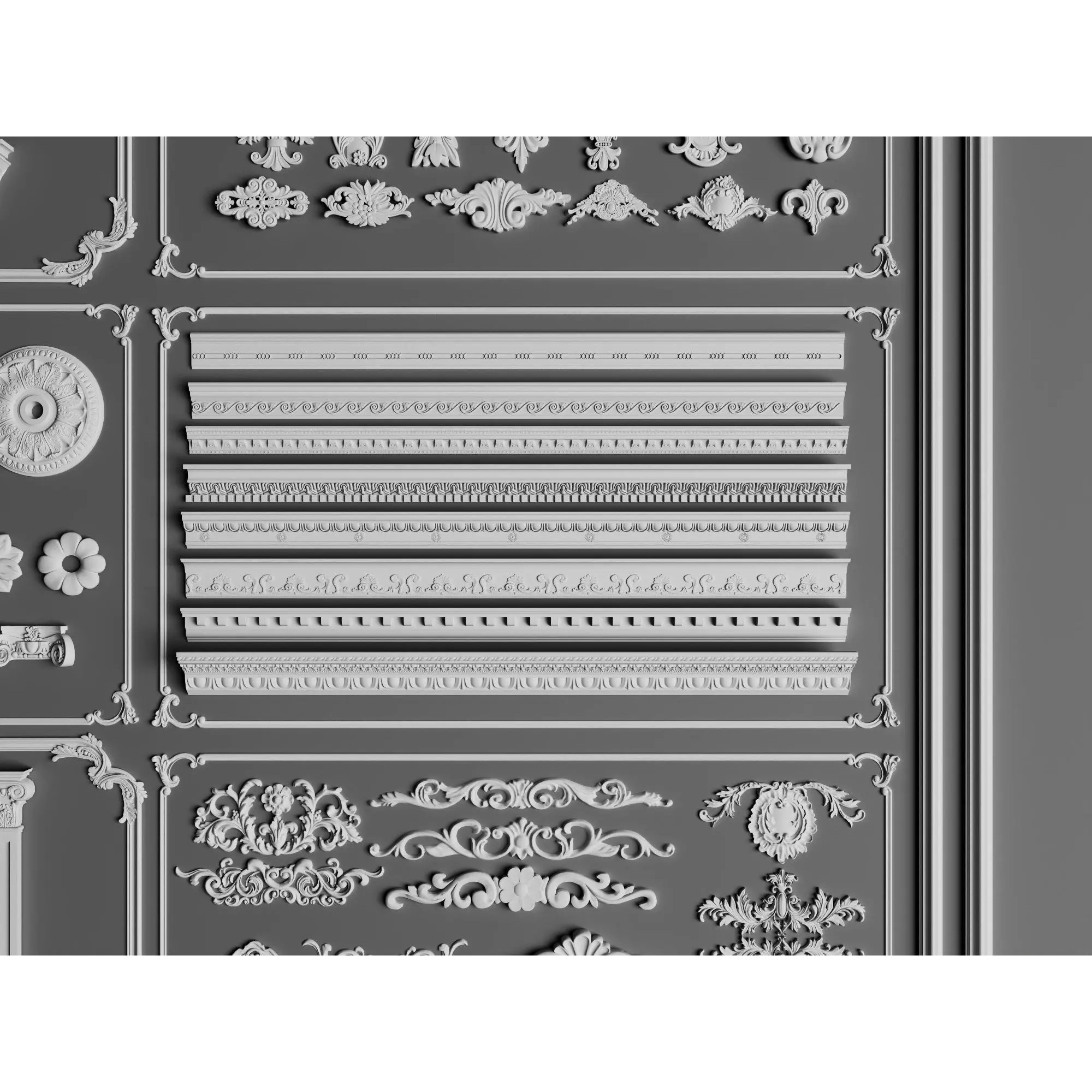 Classic Architectural Ornament Kit - Low-Poly 3D Model - View 6