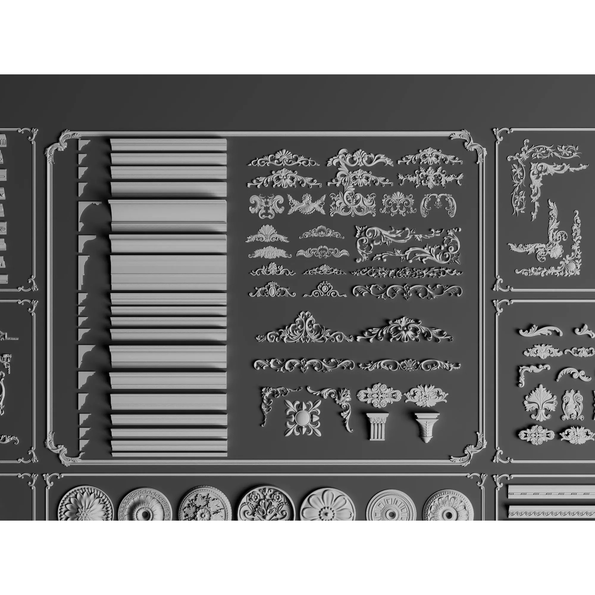 Classic Architectural Ornament Kit - Low-Poly 3D Model - View 8