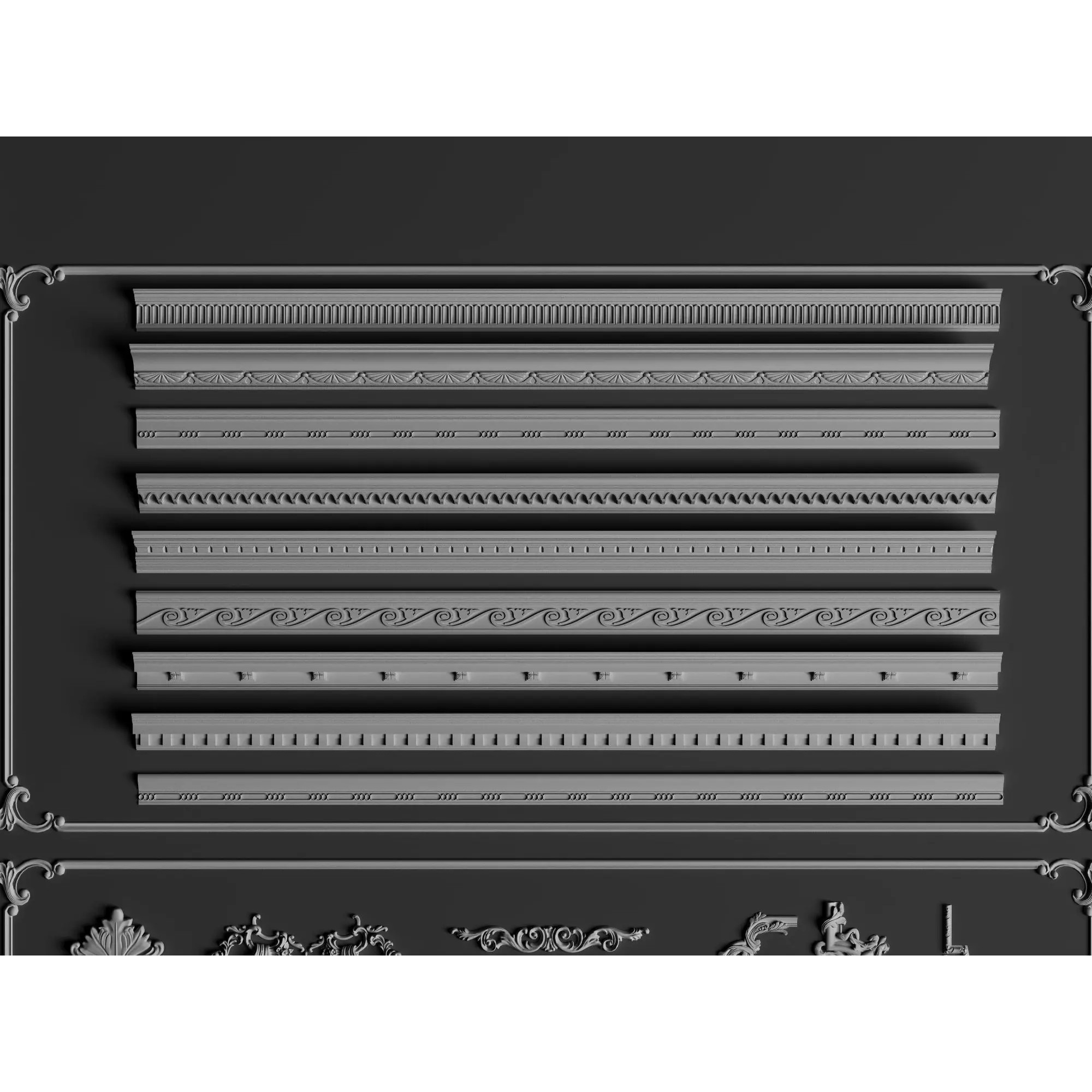 Classic Architectural Ornament Kit - Low-Poly 3D Model - View 9