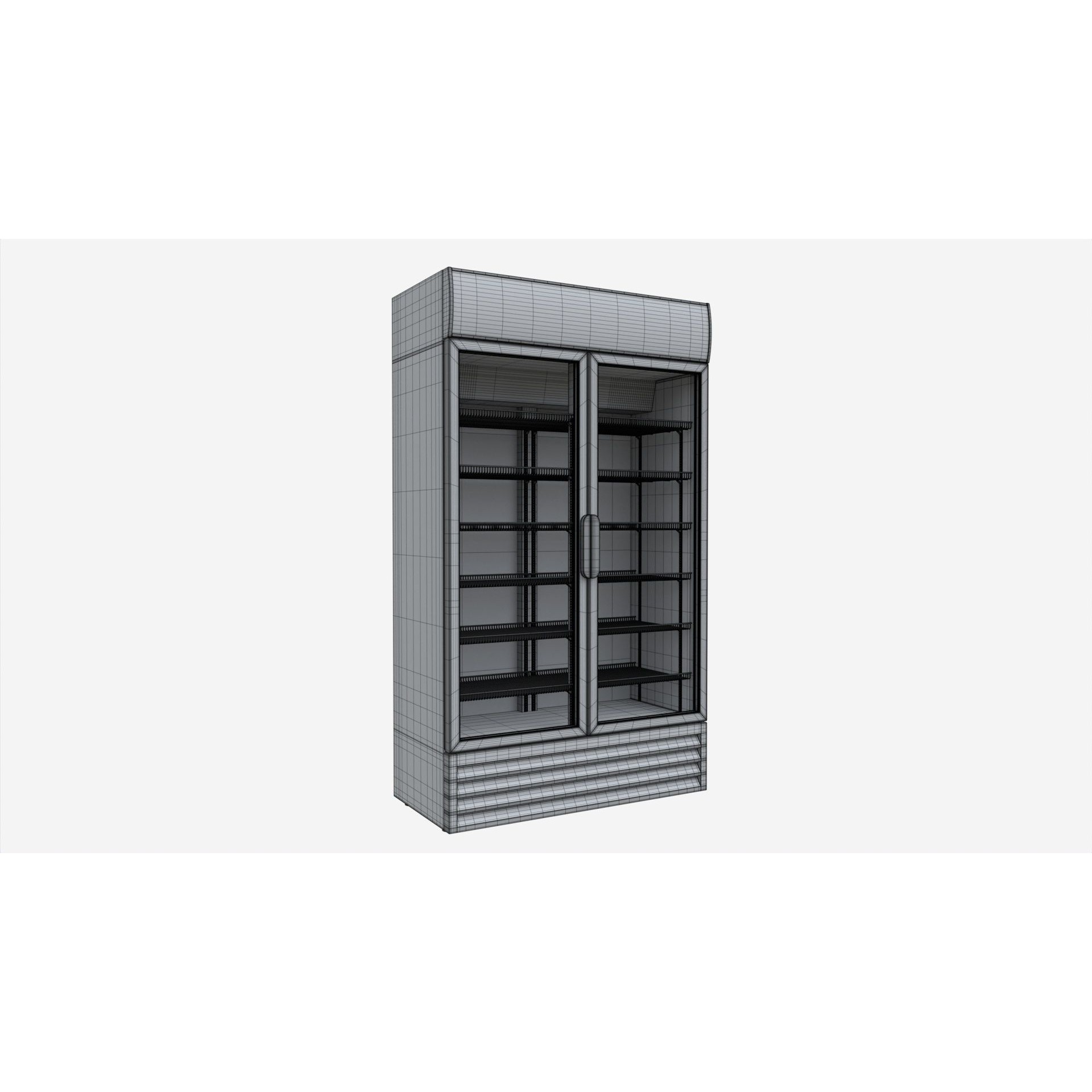 Beverage Cooler 3D Model – Industrial Double Fridge with PBR Textures - View 8