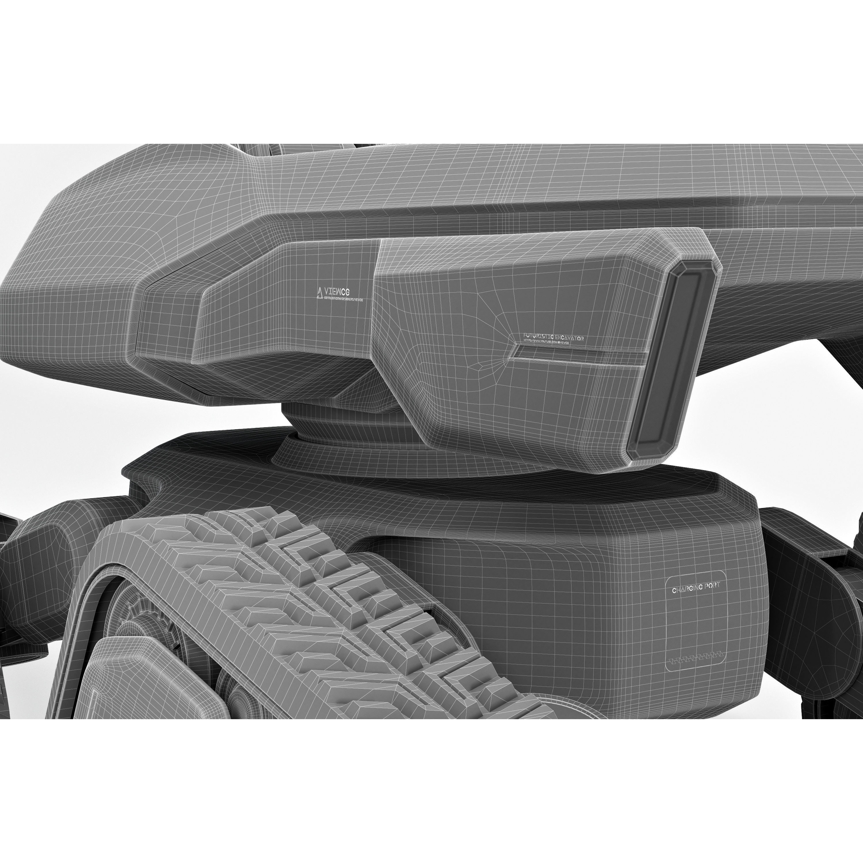 Cyber Excavator 3D Model – Futuristic Rigged Vehicle, FBX, OBJ, Blender - View 11