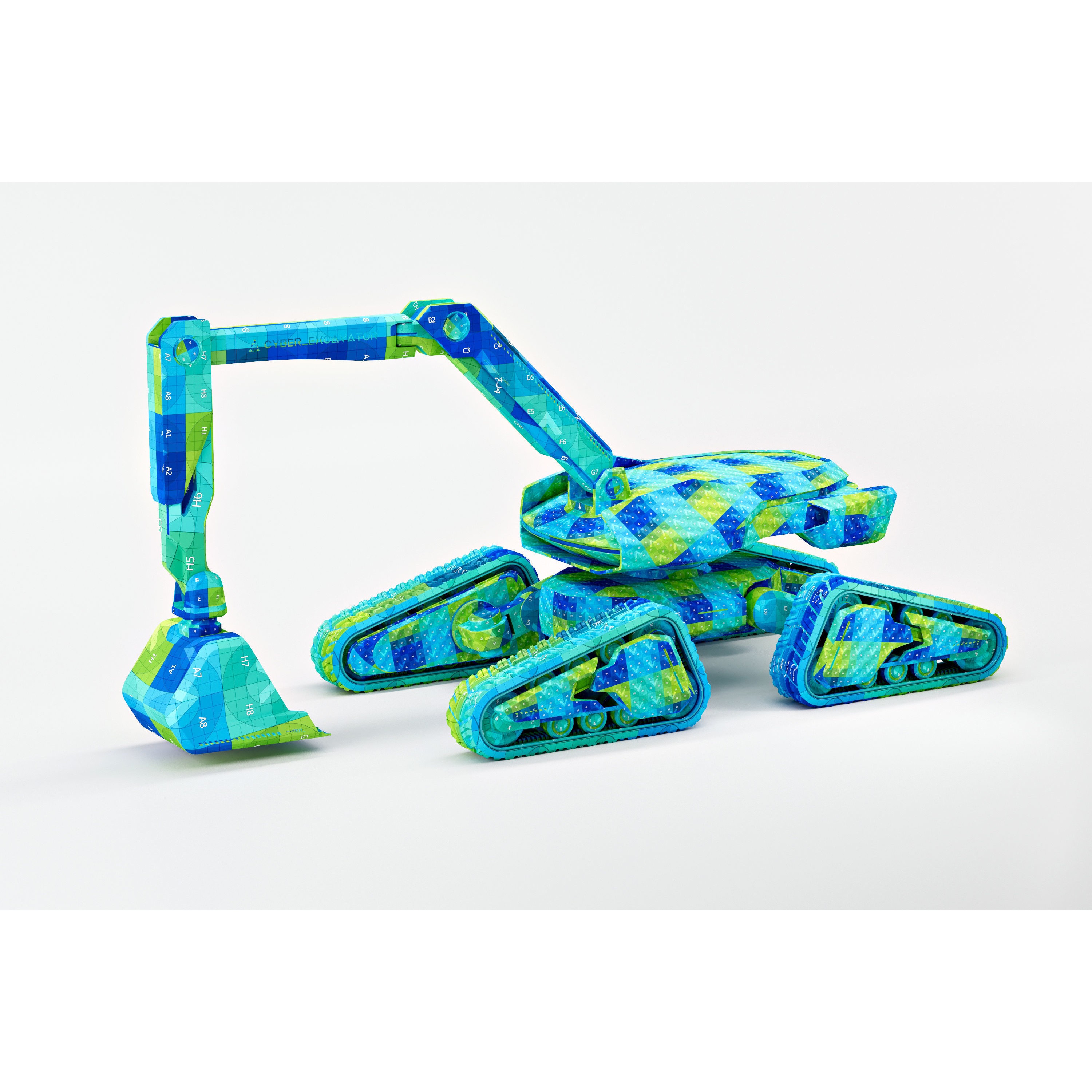 Cyber Excavator 3D Model – Futuristic Rigged Vehicle, FBX, OBJ, Blender - View 12