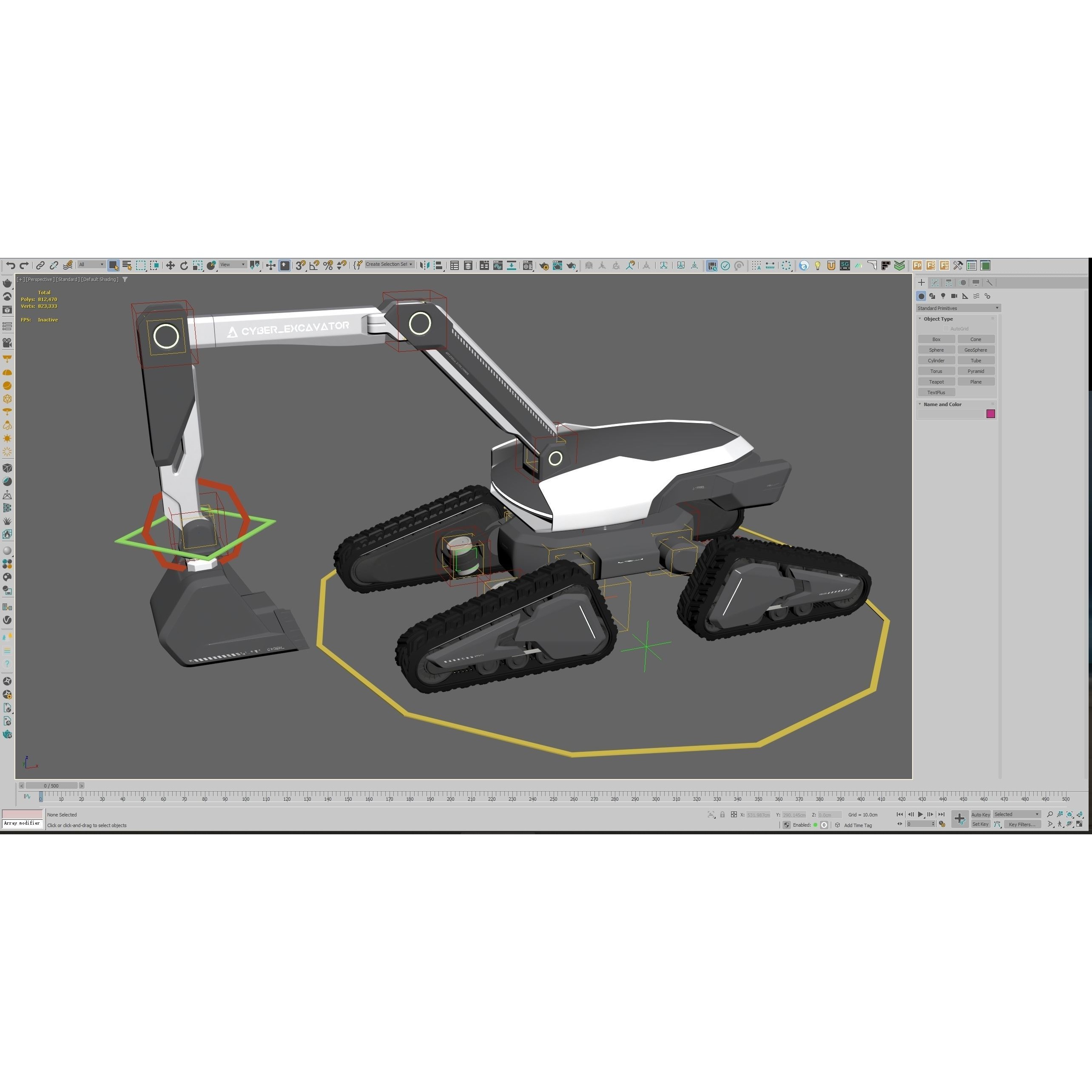 Cyber Excavator 3D Model – Futuristic Rigged Vehicle, FBX, OBJ, Blender - View 13