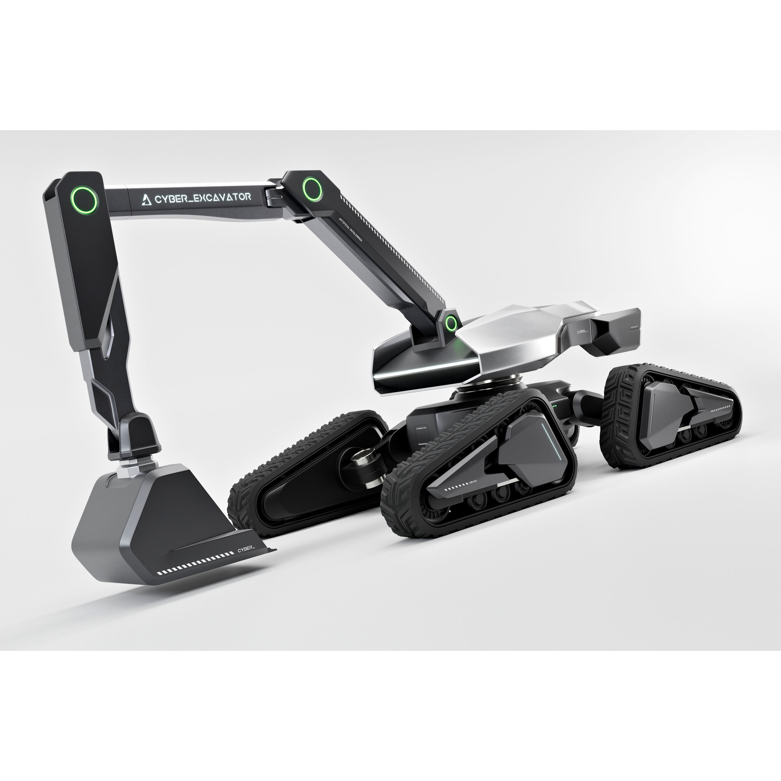 Cyber Excavator 3D Model – Futuristic Rigged Vehicle, FBX, OBJ, Blender - View 3