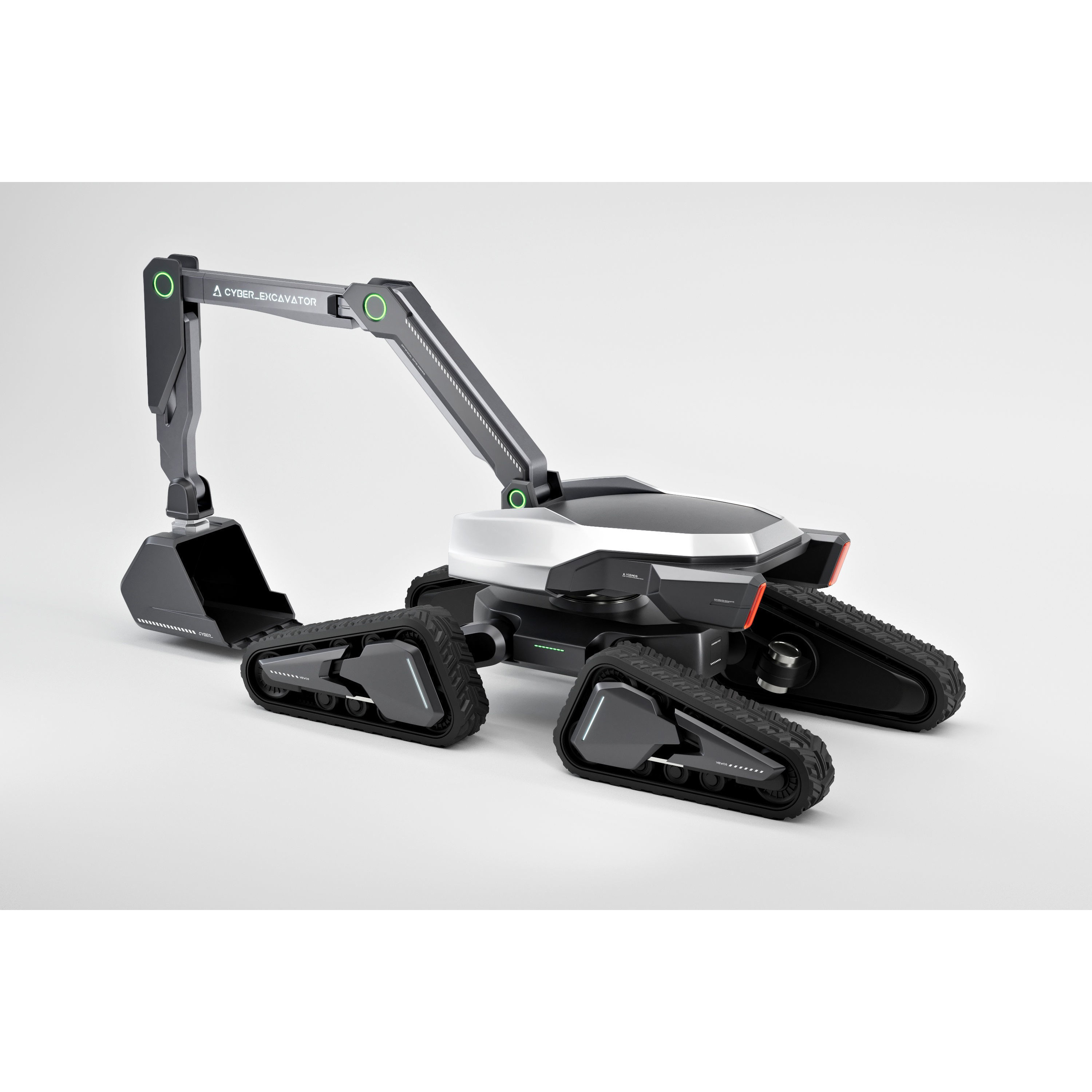 Cyber Excavator 3D Model – Futuristic Rigged Vehicle, FBX, OBJ, Blender - View 5