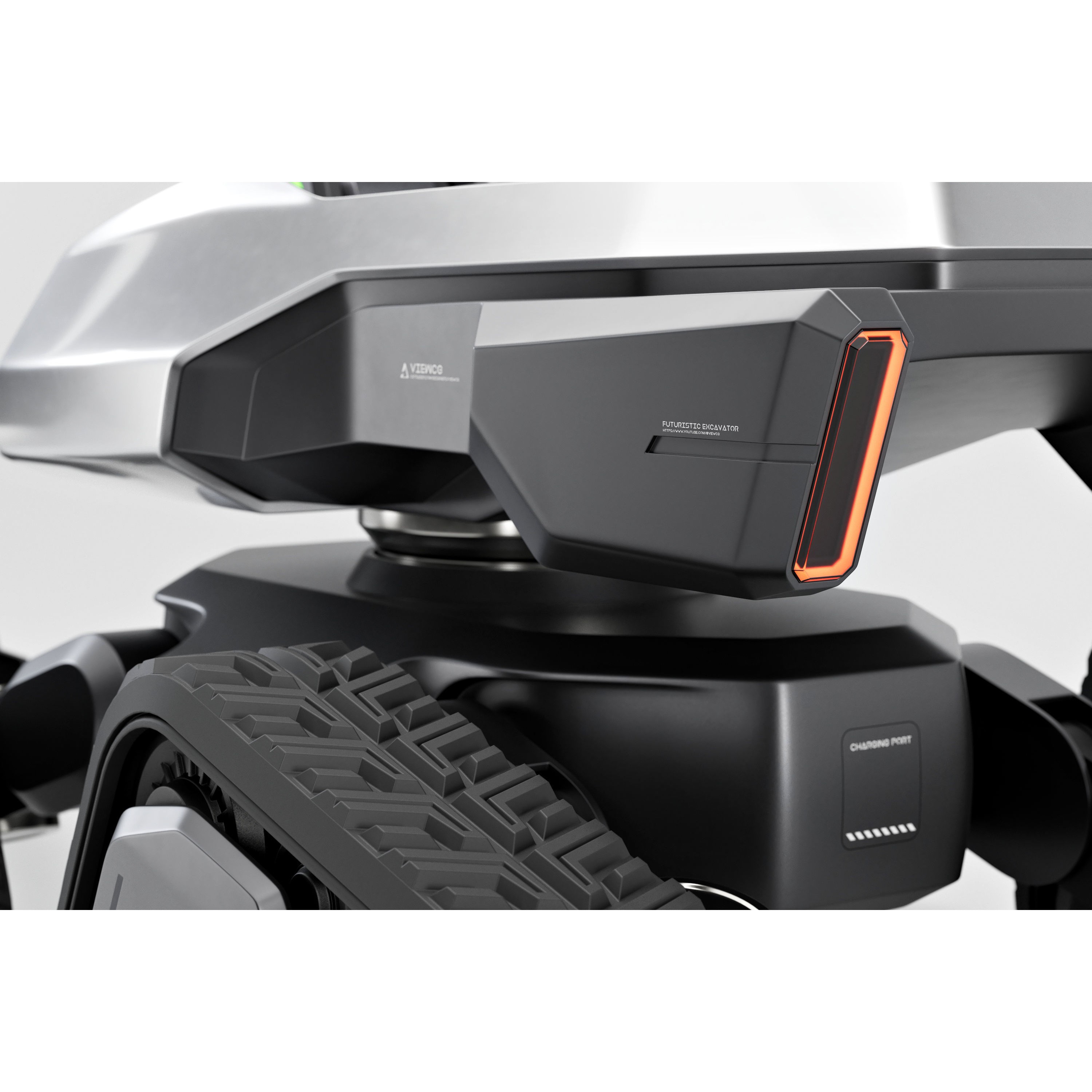 Cyber Excavator 3D Model – Futuristic Rigged Vehicle, FBX, OBJ, Blender - View 6