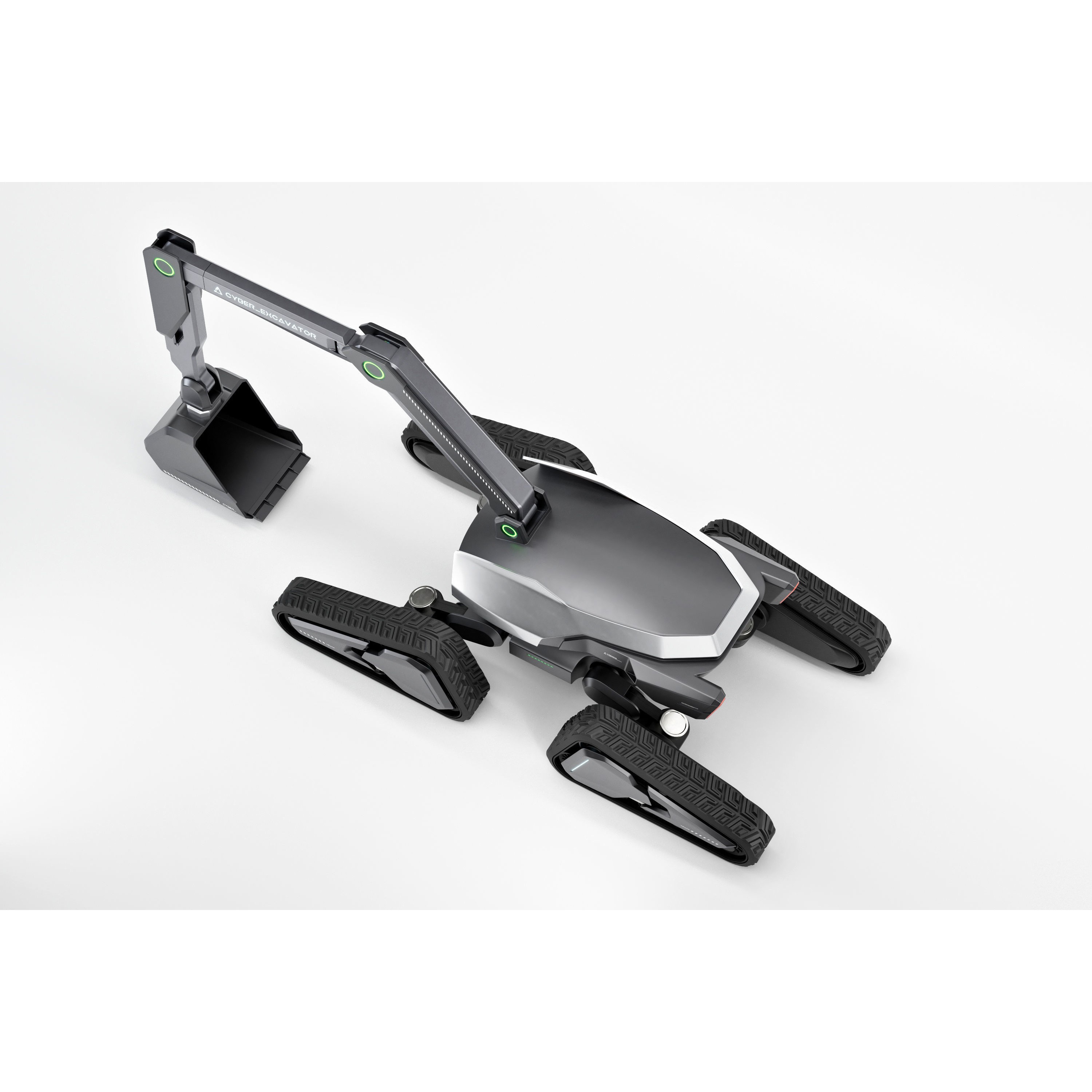 Cyber Excavator 3D Model – Futuristic Rigged Vehicle, FBX, OBJ, Blender - View 7