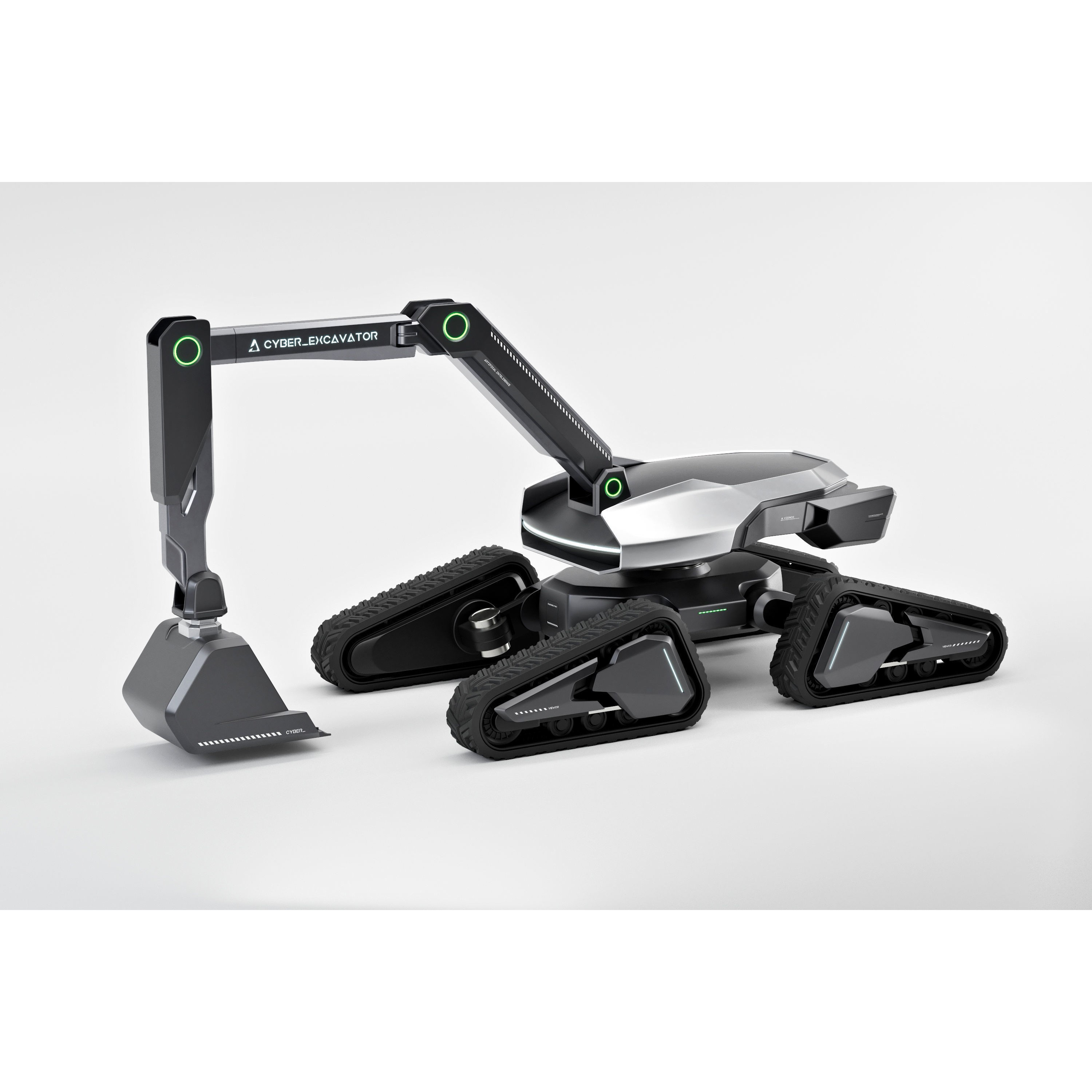 Cyber Excavator 3D Model – Futuristic Rigged Vehicle, FBX, OBJ, Blender - View 8