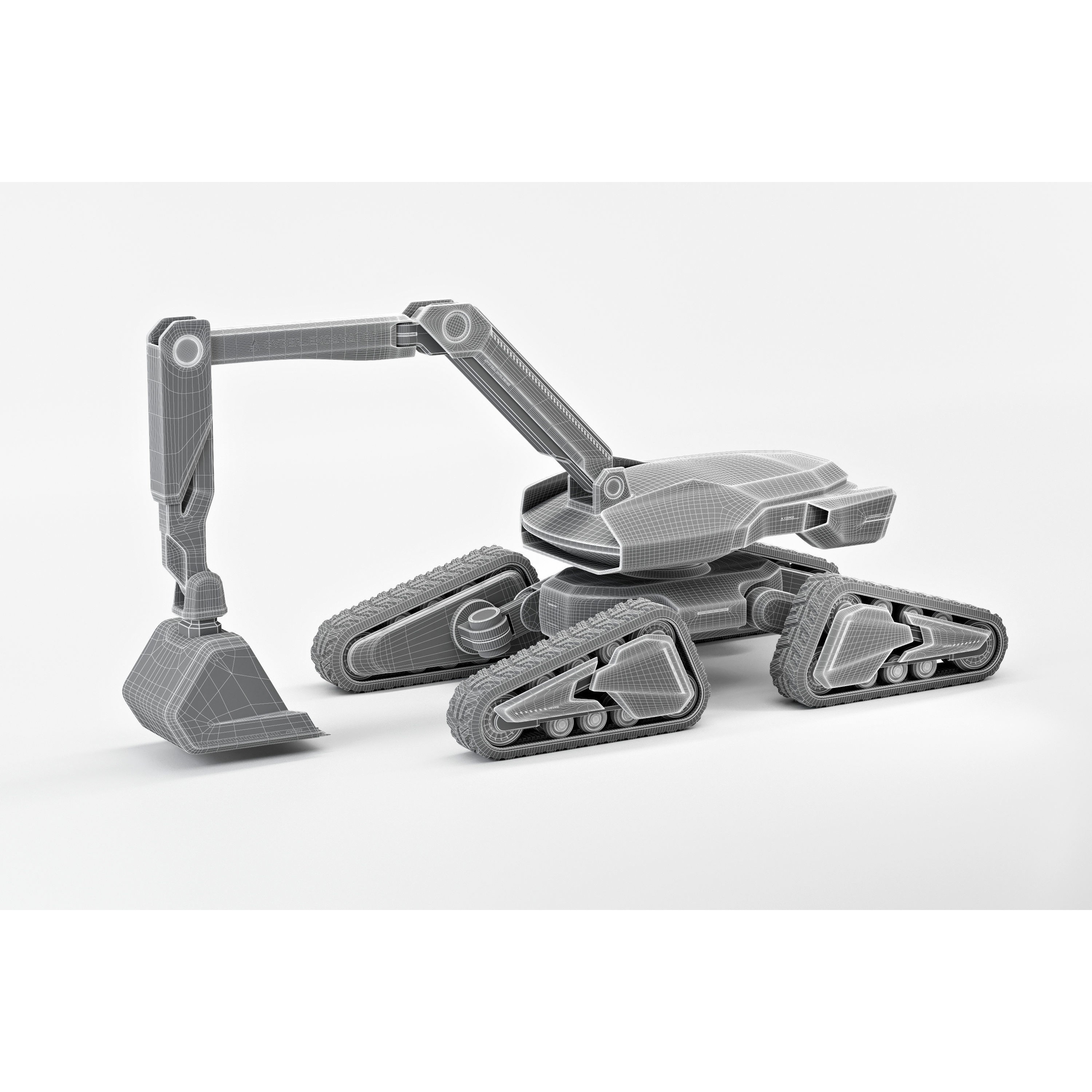 Cyber Excavator 3D Model – Futuristic Rigged Vehicle, FBX, OBJ, Blender - View 9