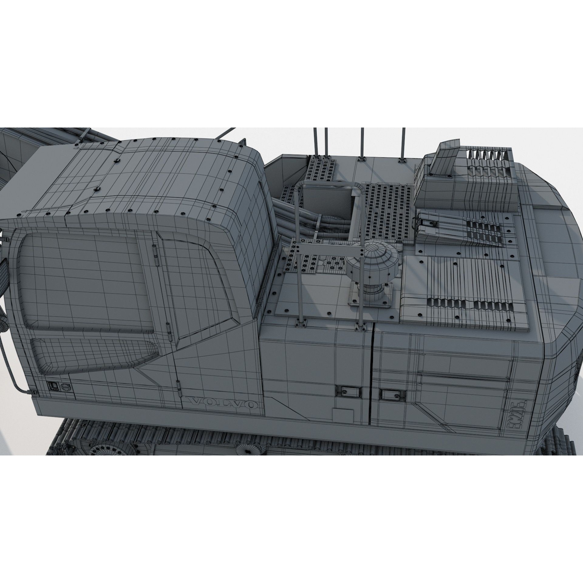 Volvo EC220EL Excavator 3D Model – High Poly Industrial Asset, FBX, OBJ