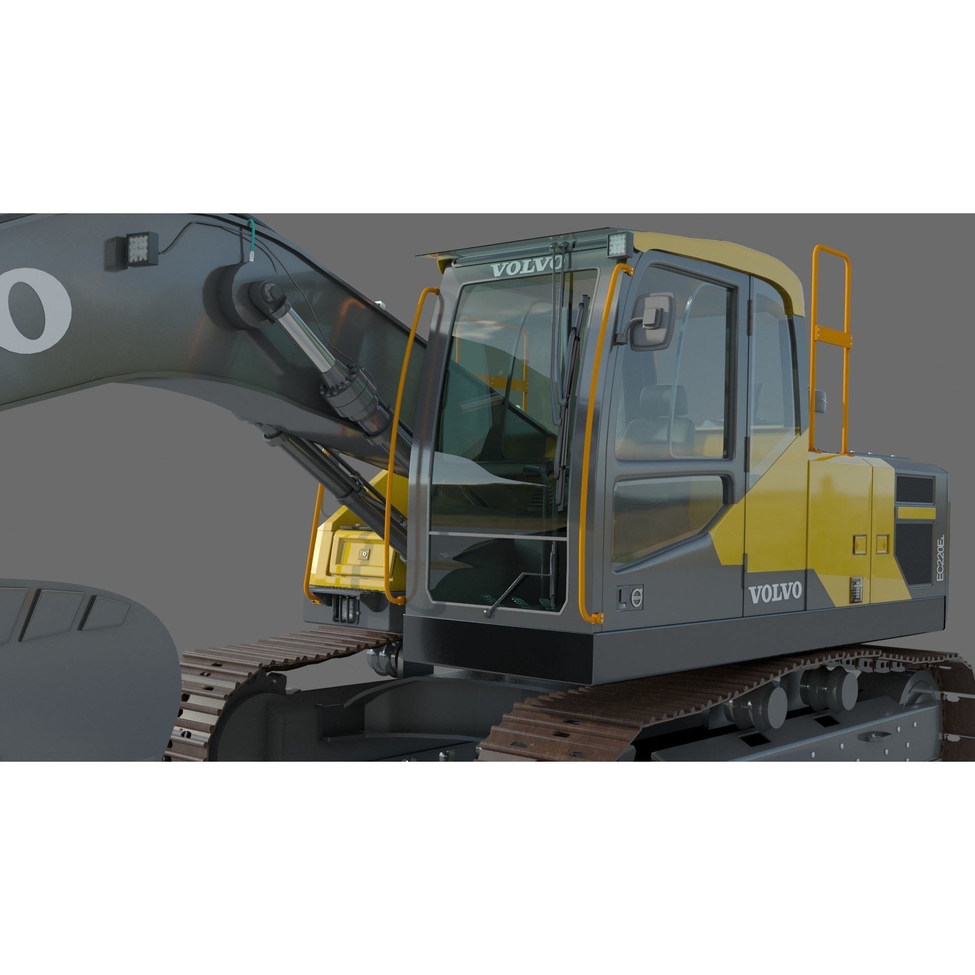 Volvo EC220EL Excavator 3D Model – High Poly Industrial Asset, FBX, OBJ - View 10