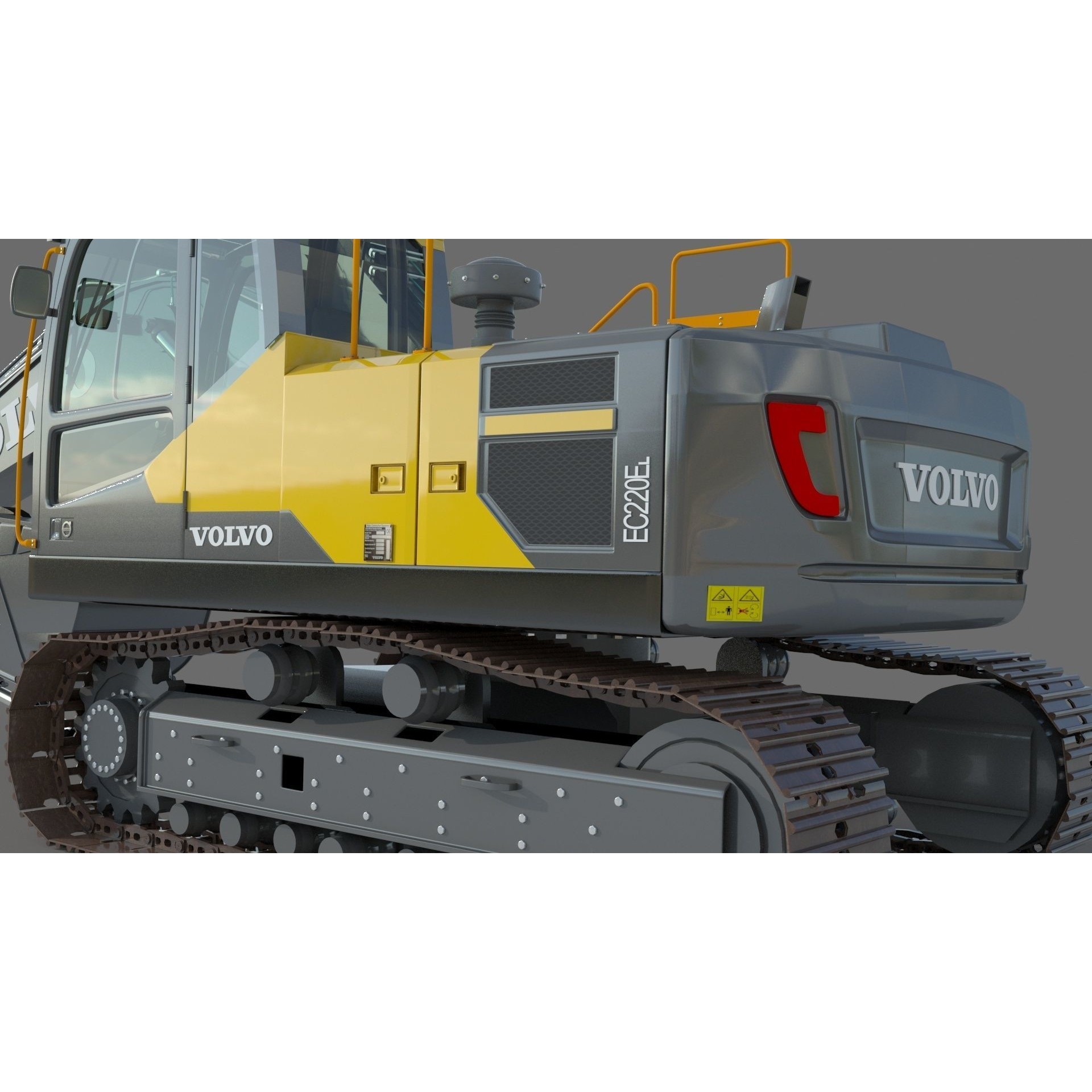 Volvo EC220EL Excavator 3D Model – High Poly Industrial Asset, FBX, OBJ - View 11