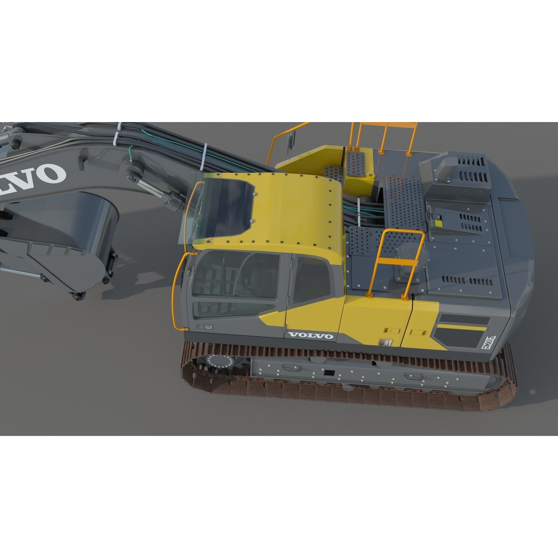 Volvo EC220EL Excavator 3D Model – High Poly Industrial Asset, FBX, OBJ - View 12