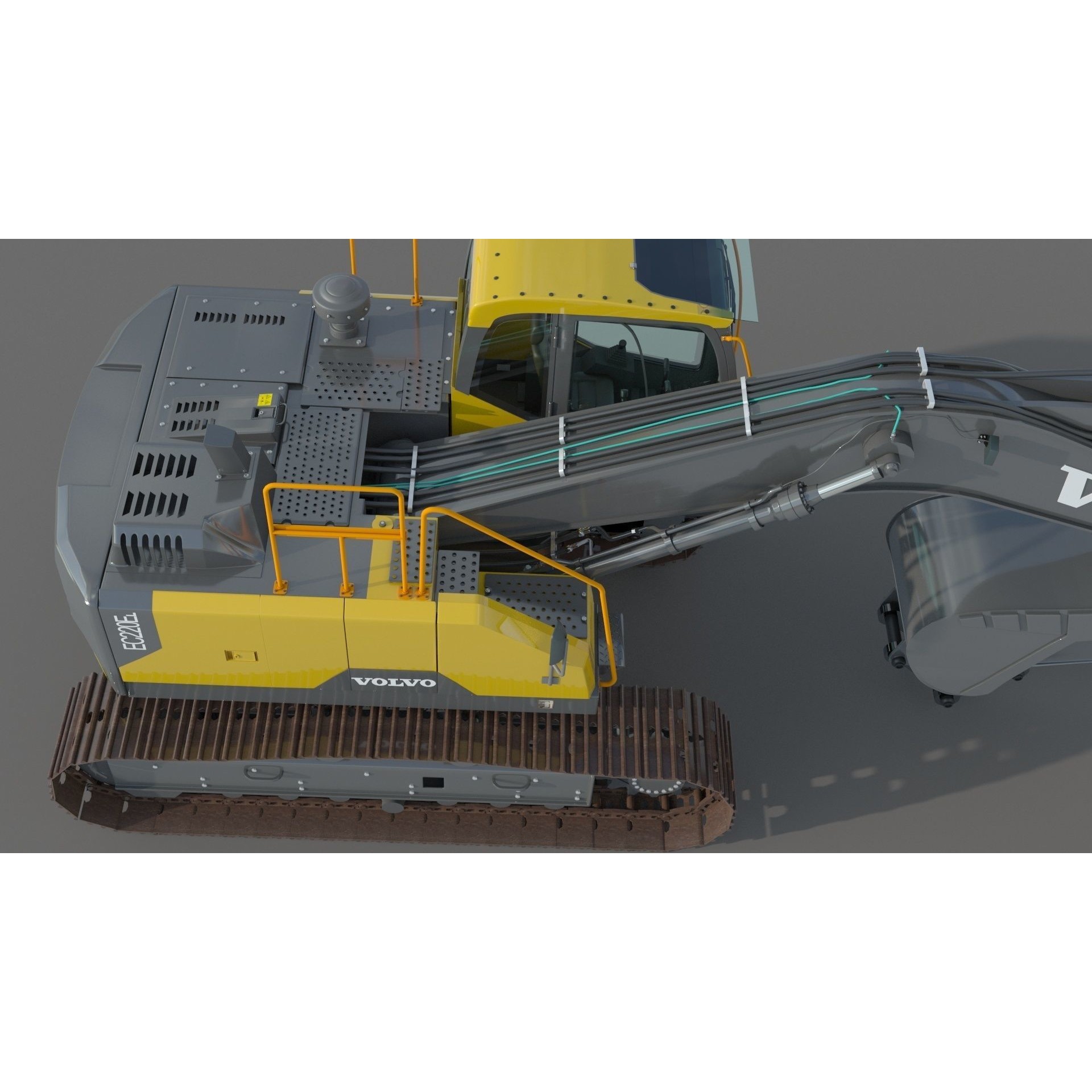 Volvo EC220EL Excavator 3D Model – High Poly Industrial Asset, FBX, OBJ - View 13