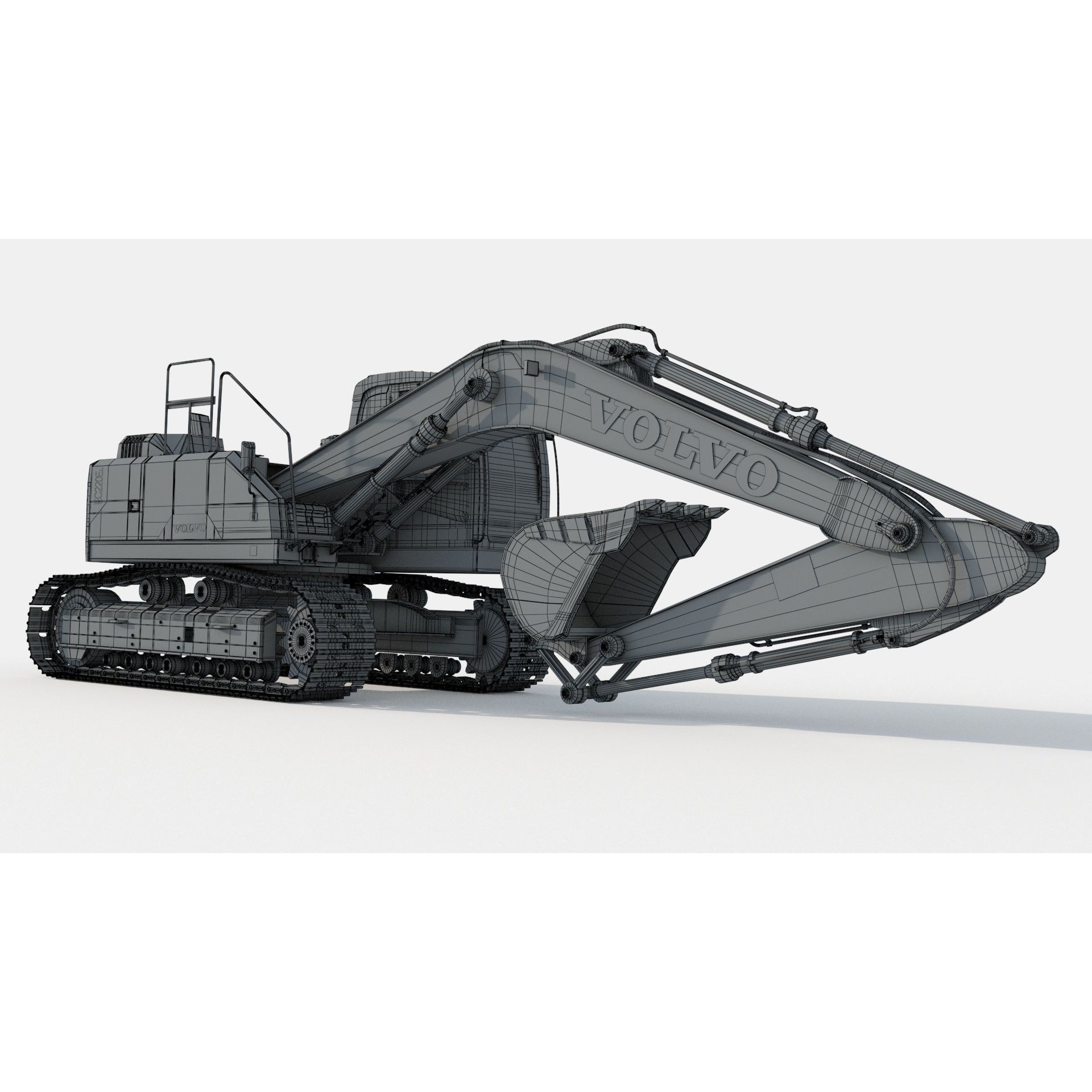 Volvo EC220EL Excavator 3D Model – High Poly Industrial Asset, FBX, OBJ - View 14