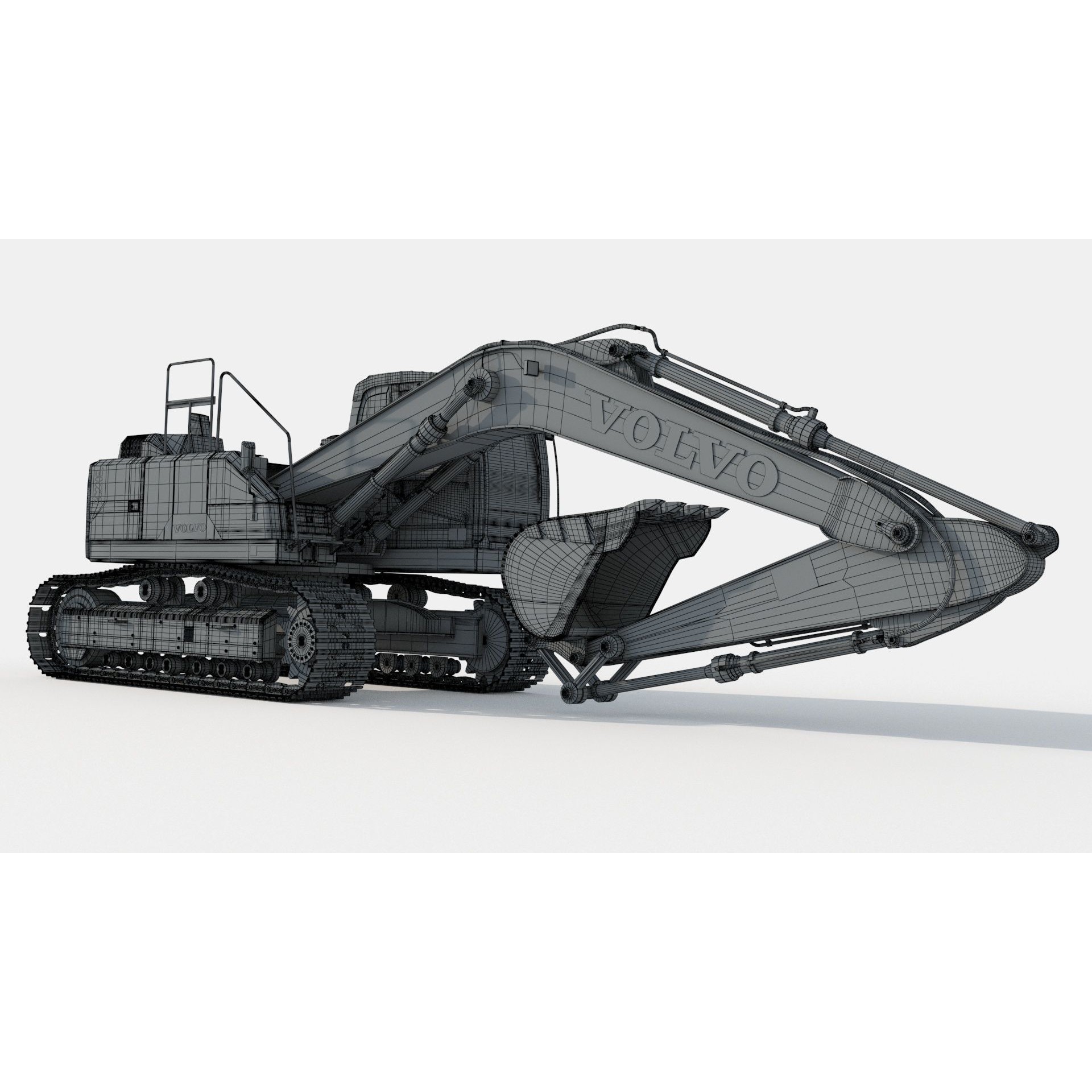 Volvo EC220EL Excavator 3D Model – High Poly Industrial Asset, FBX, OBJ - View 15