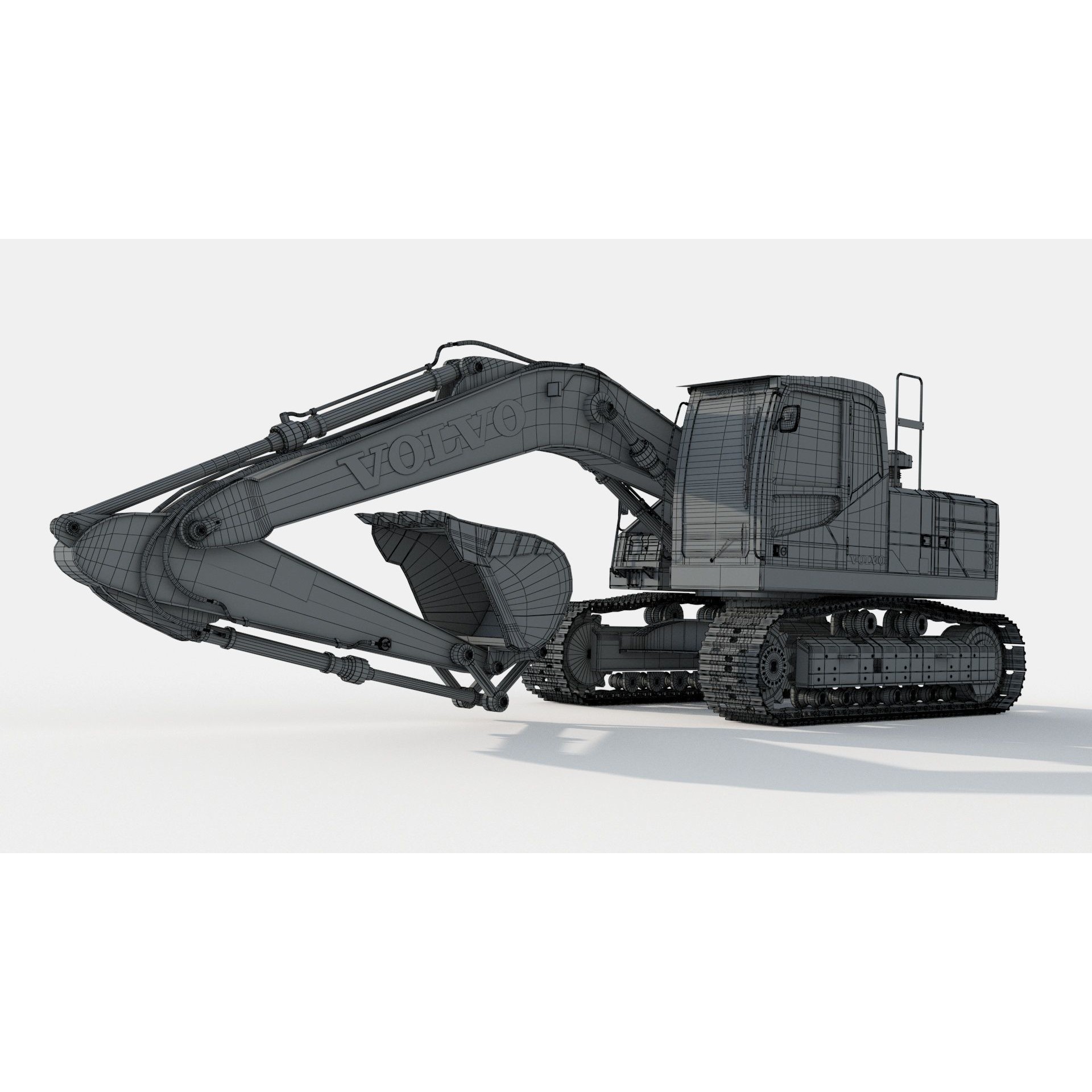 Volvo EC220EL Excavator 3D Model – High Poly Industrial Asset, FBX, OBJ - View 16