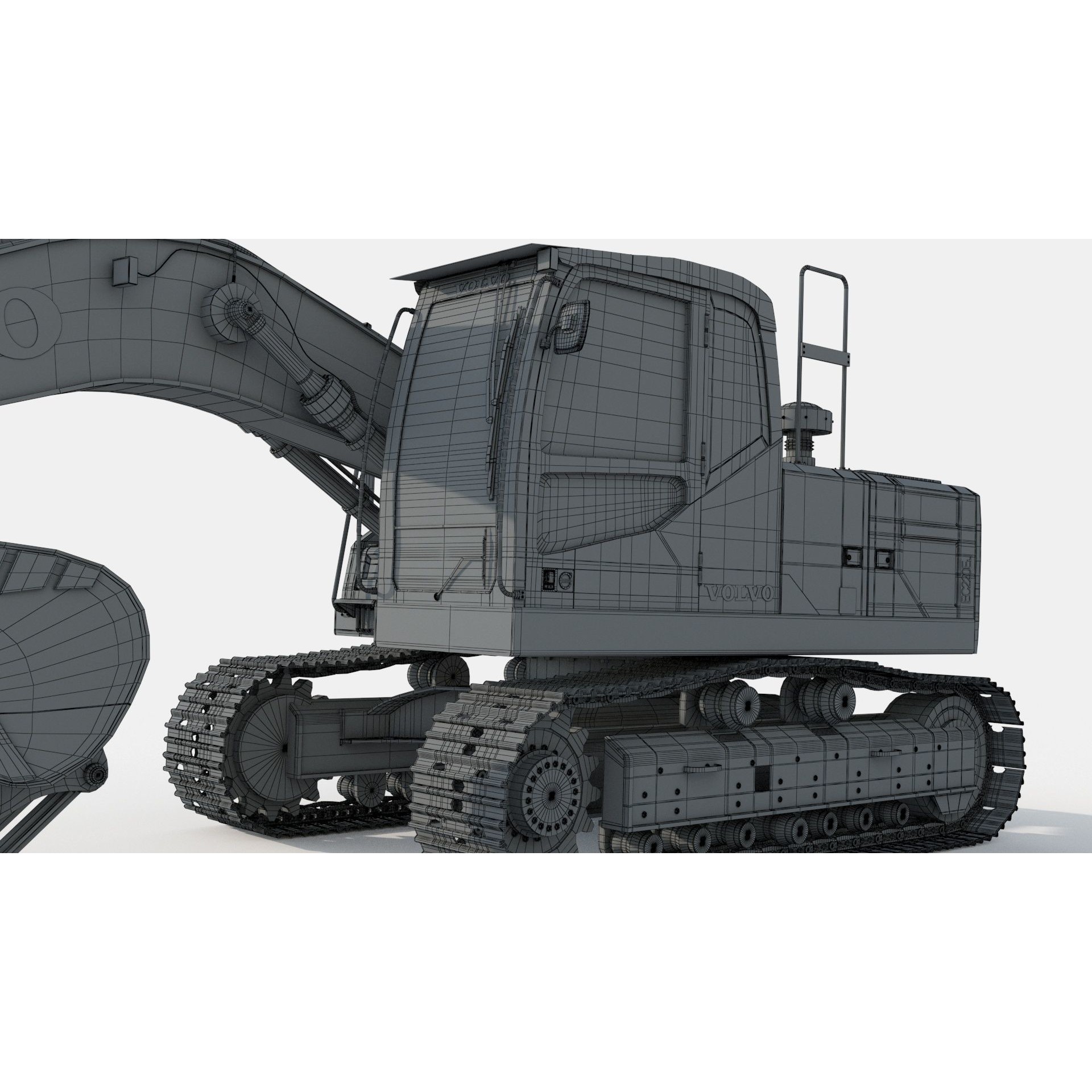 Volvo EC220EL Excavator 3D Model – High Poly Industrial Asset, FBX, OBJ - View 17