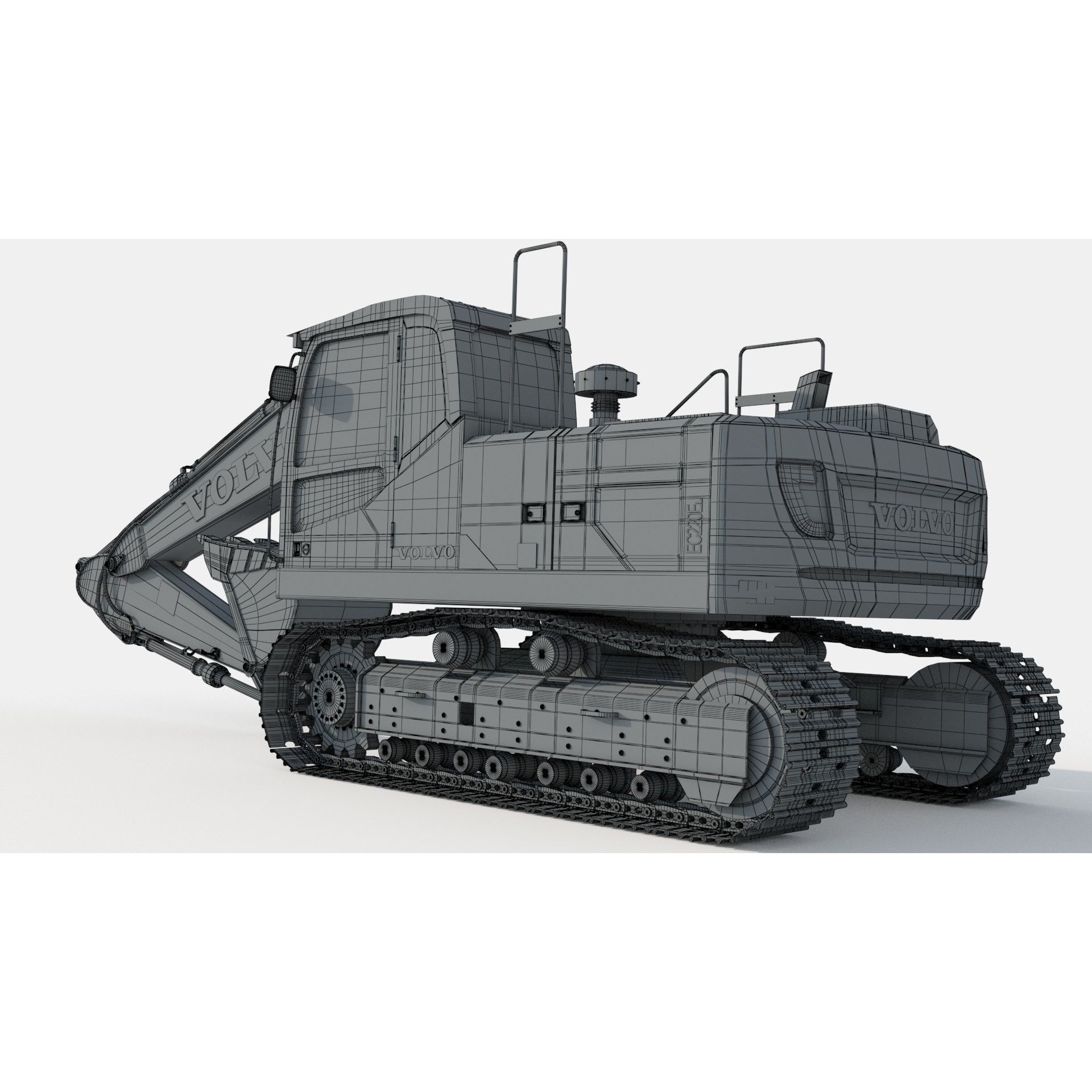 Volvo EC220EL Excavator 3D Model – High Poly Industrial Asset, FBX, OBJ - View 18