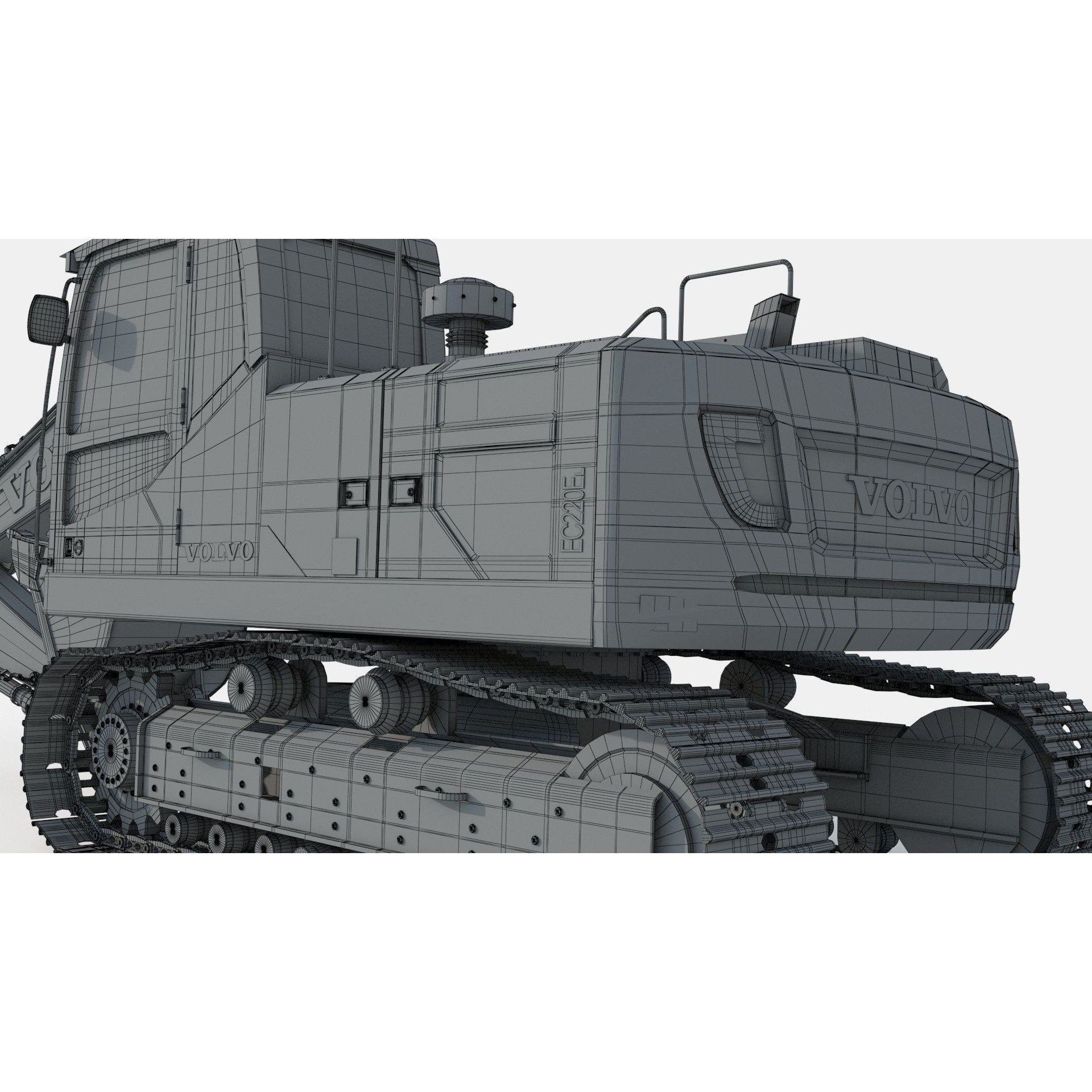 Volvo EC220EL Excavator 3D Model – High Poly Industrial Asset, FBX, OBJ - View 19