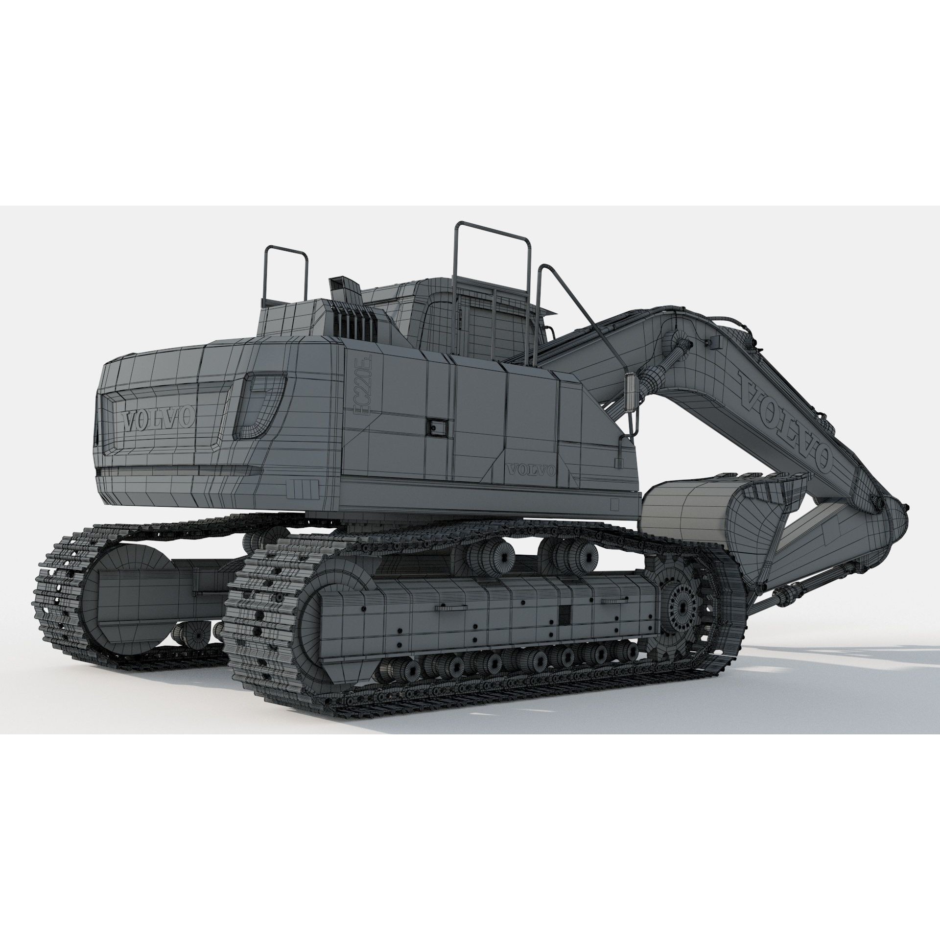 Volvo EC220EL Excavator 3D Model – High Poly Industrial Asset, FBX, OBJ - View 20