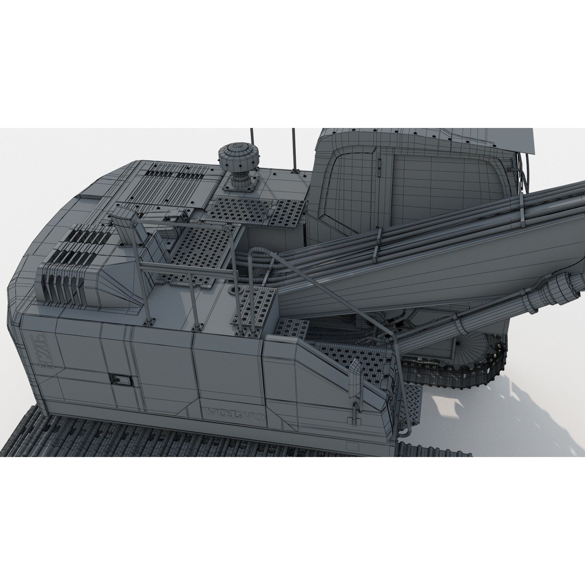 Volvo EC220EL Excavator 3D Model – High Poly Industrial Asset, FBX, OBJ - View 21