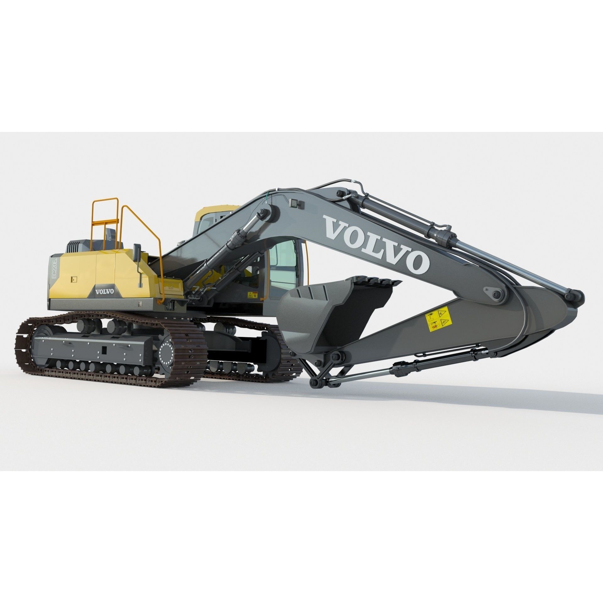 Volvo EC220EL Excavator 3D Model – High Poly Industrial Asset, FBX, OBJ - View 3