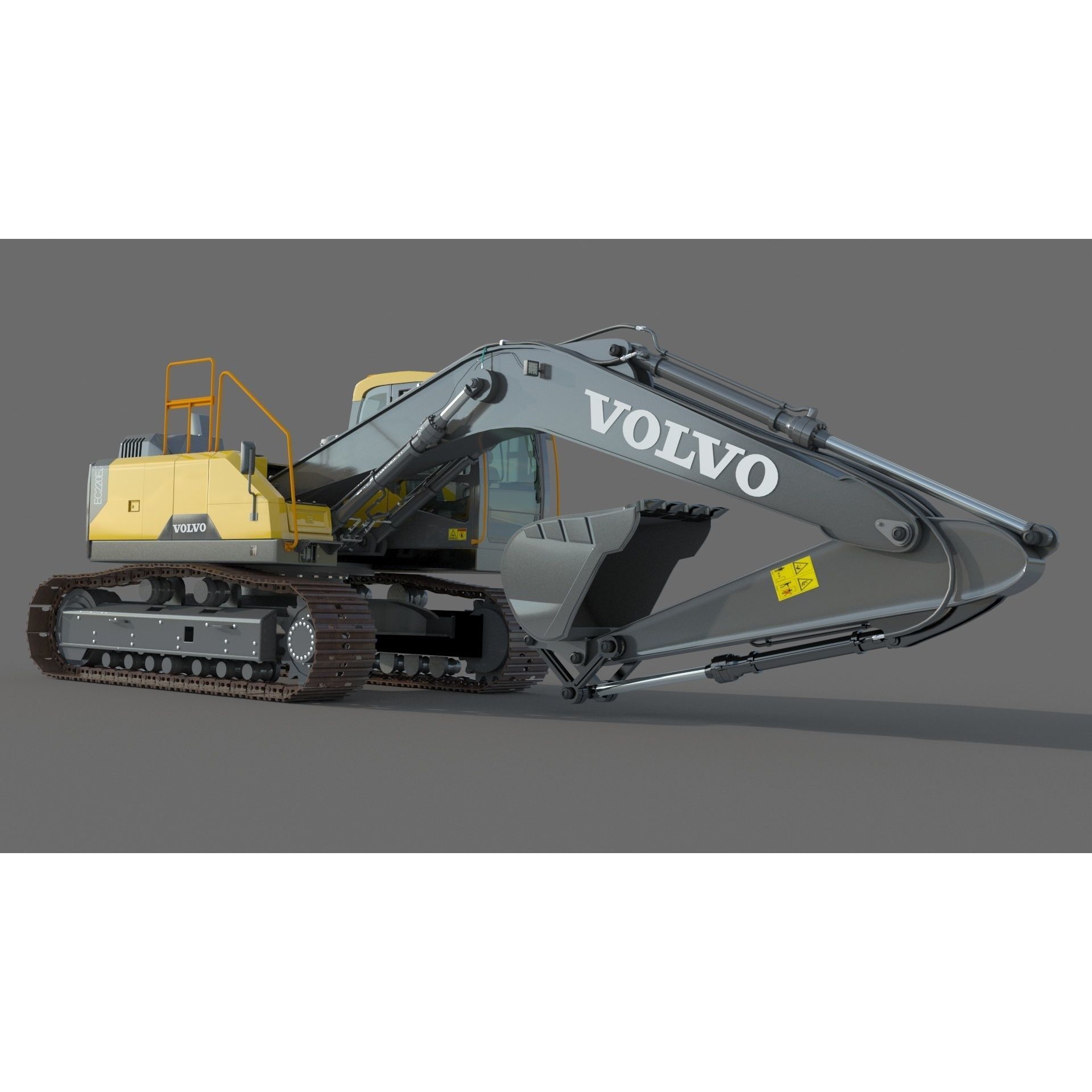Volvo EC220EL Excavator 3D Model – High Poly Industrial Asset, FBX, OBJ - View 4