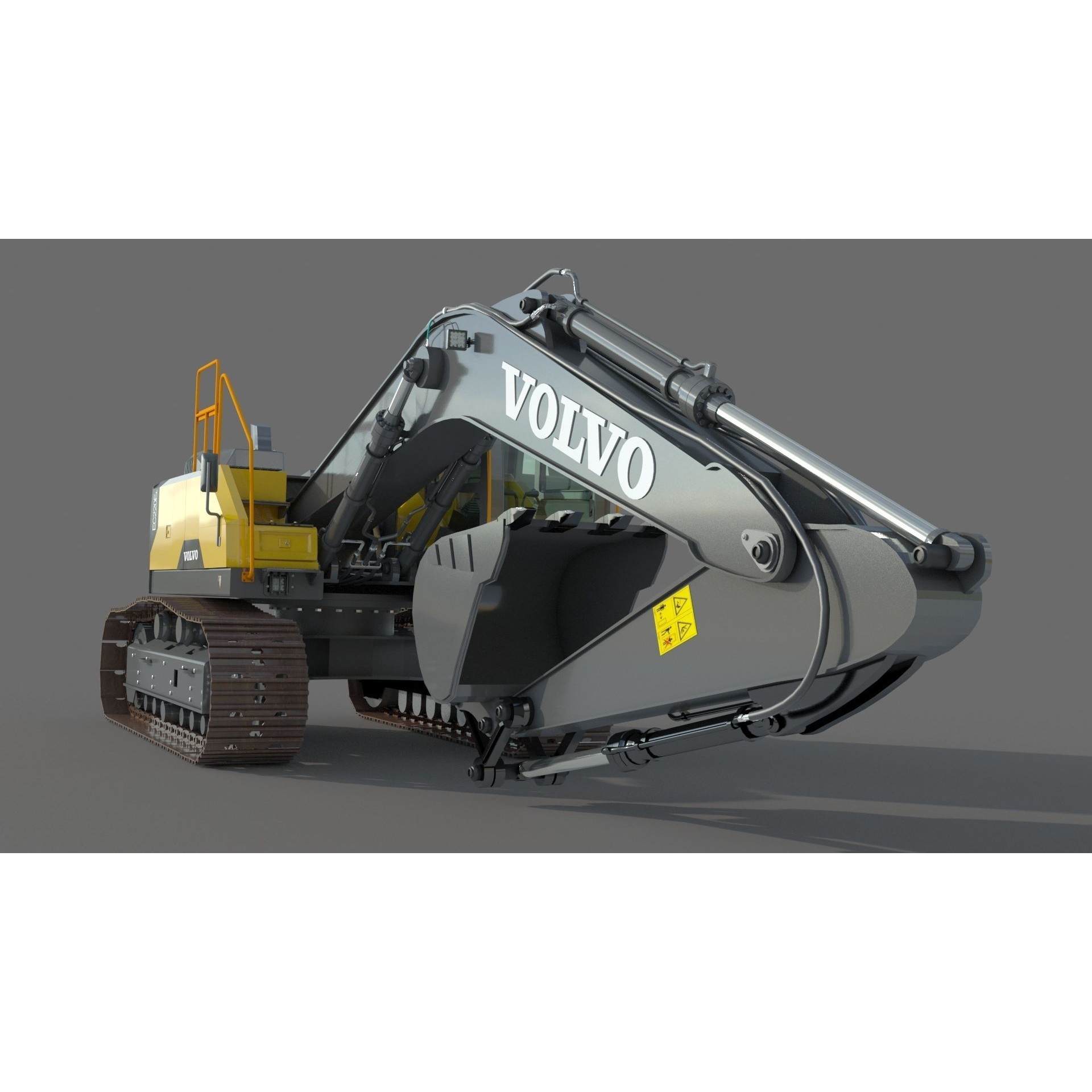 Volvo EC220EL Excavator 3D Model – High Poly Industrial Asset, FBX, OBJ - View 5