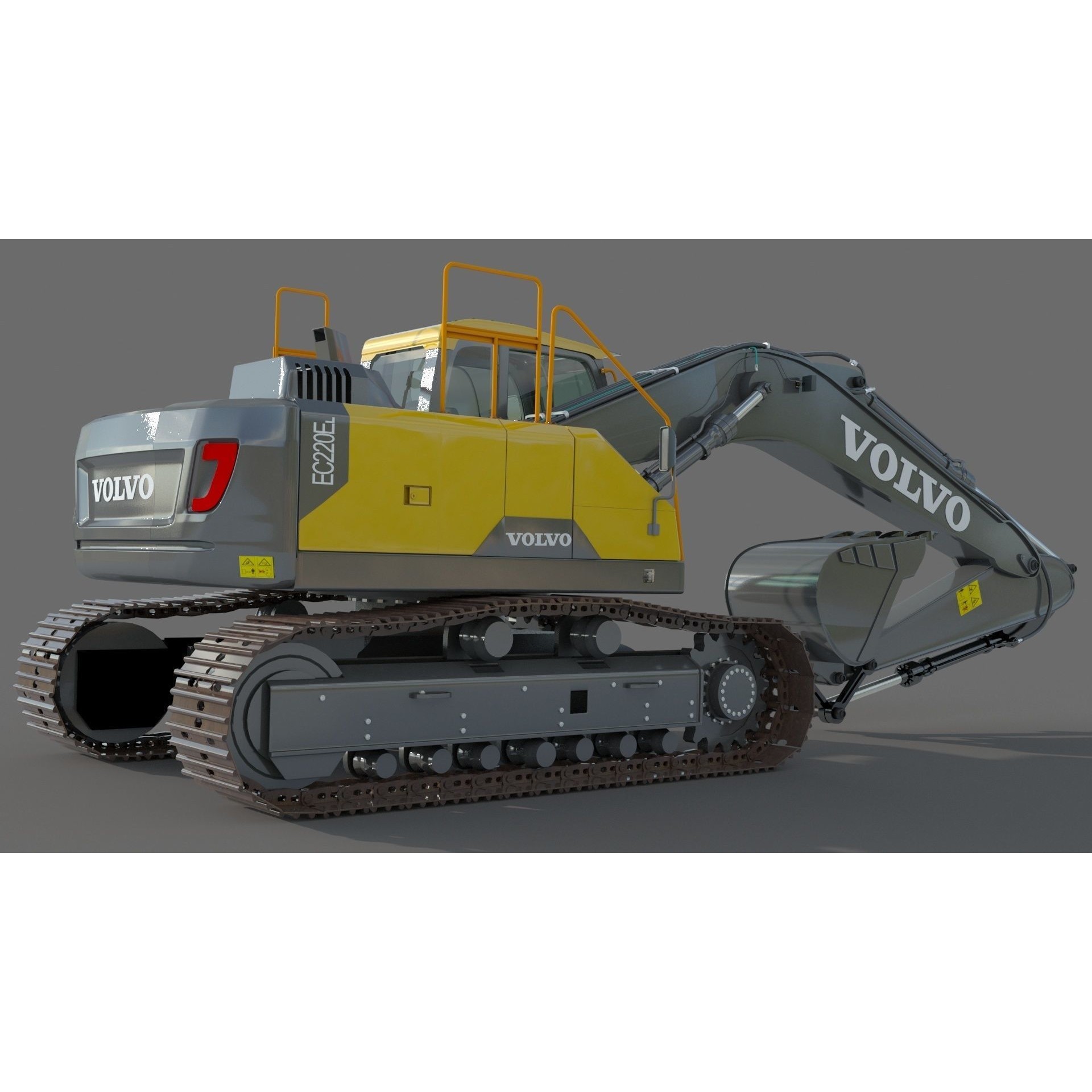 Volvo EC220EL Excavator 3D Model – High Poly Industrial Asset, FBX, OBJ - View 7