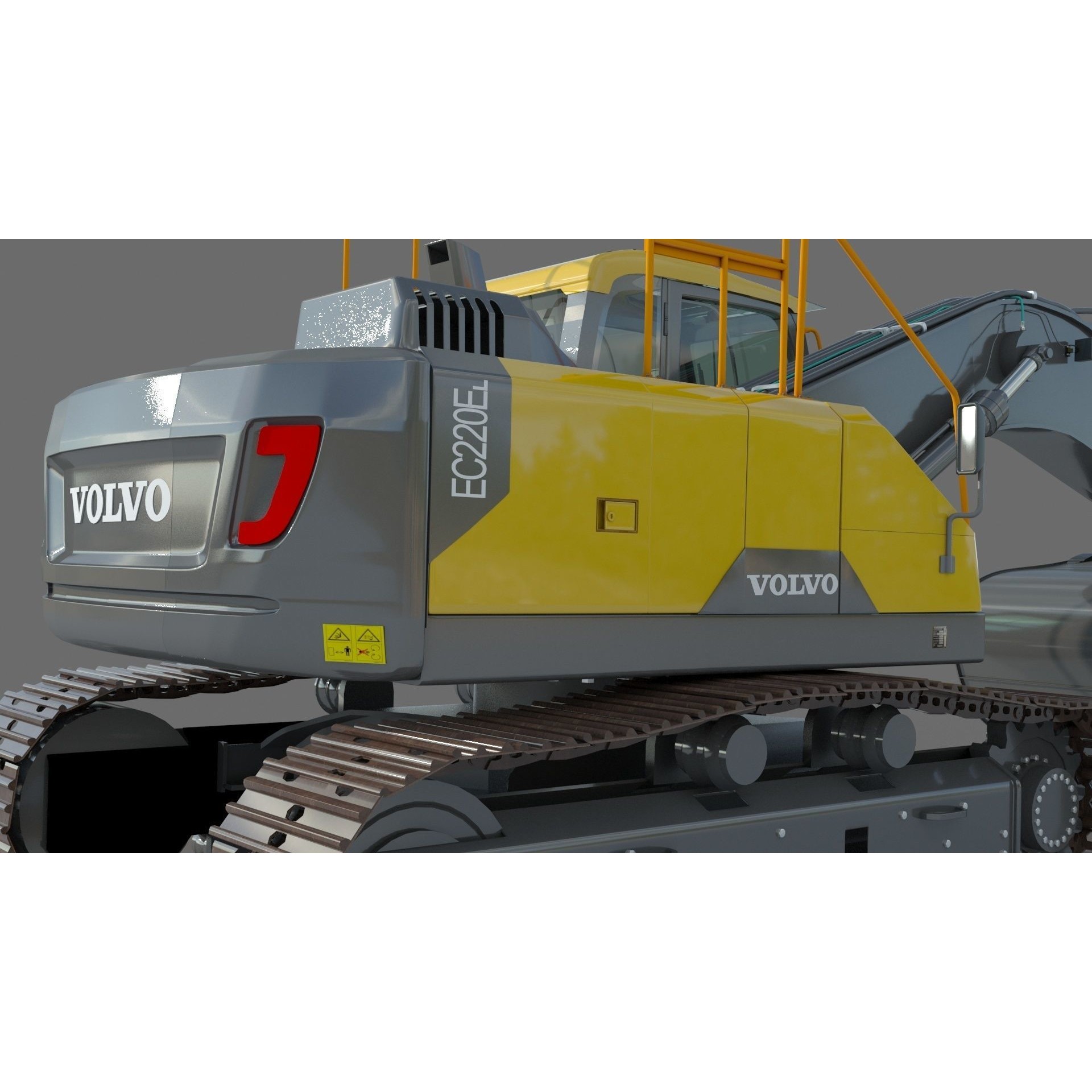 Volvo EC220EL Excavator 3D Model – High Poly Industrial Asset, FBX, OBJ - View 8