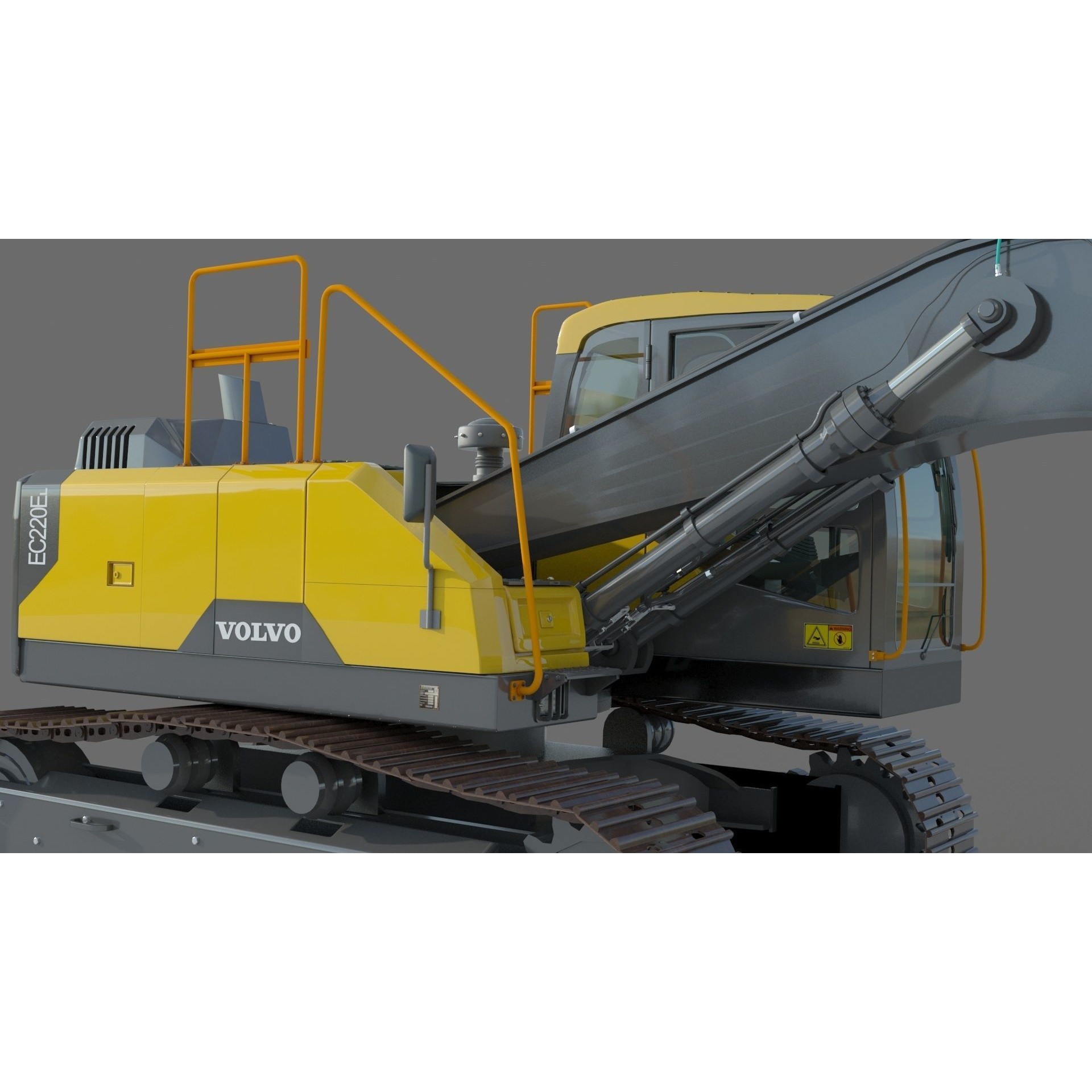 Volvo EC220EL Excavator 3D Model – High Poly Industrial Asset, FBX, OBJ - View 9