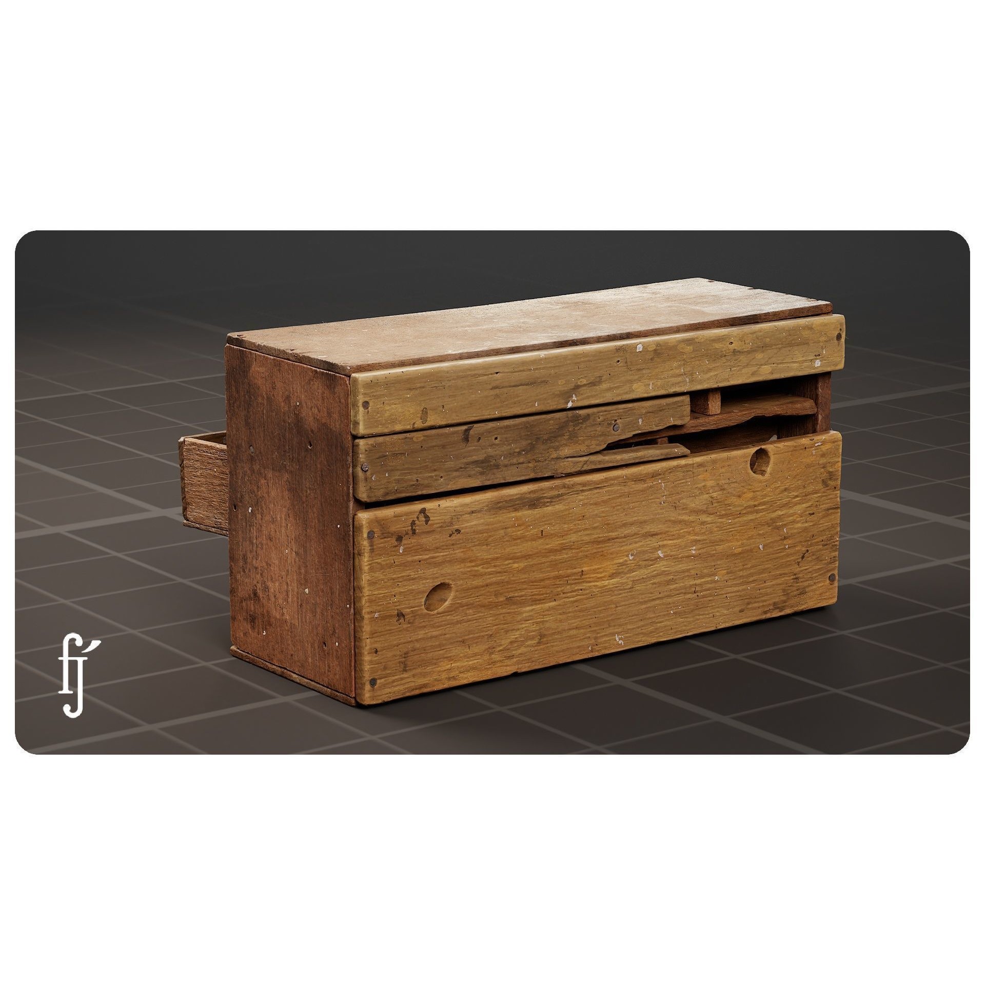 Vintage Wooden Multi-Drawer Storage Cabinet 3D Model – High Poly PBR Asset, FBX - View 5
