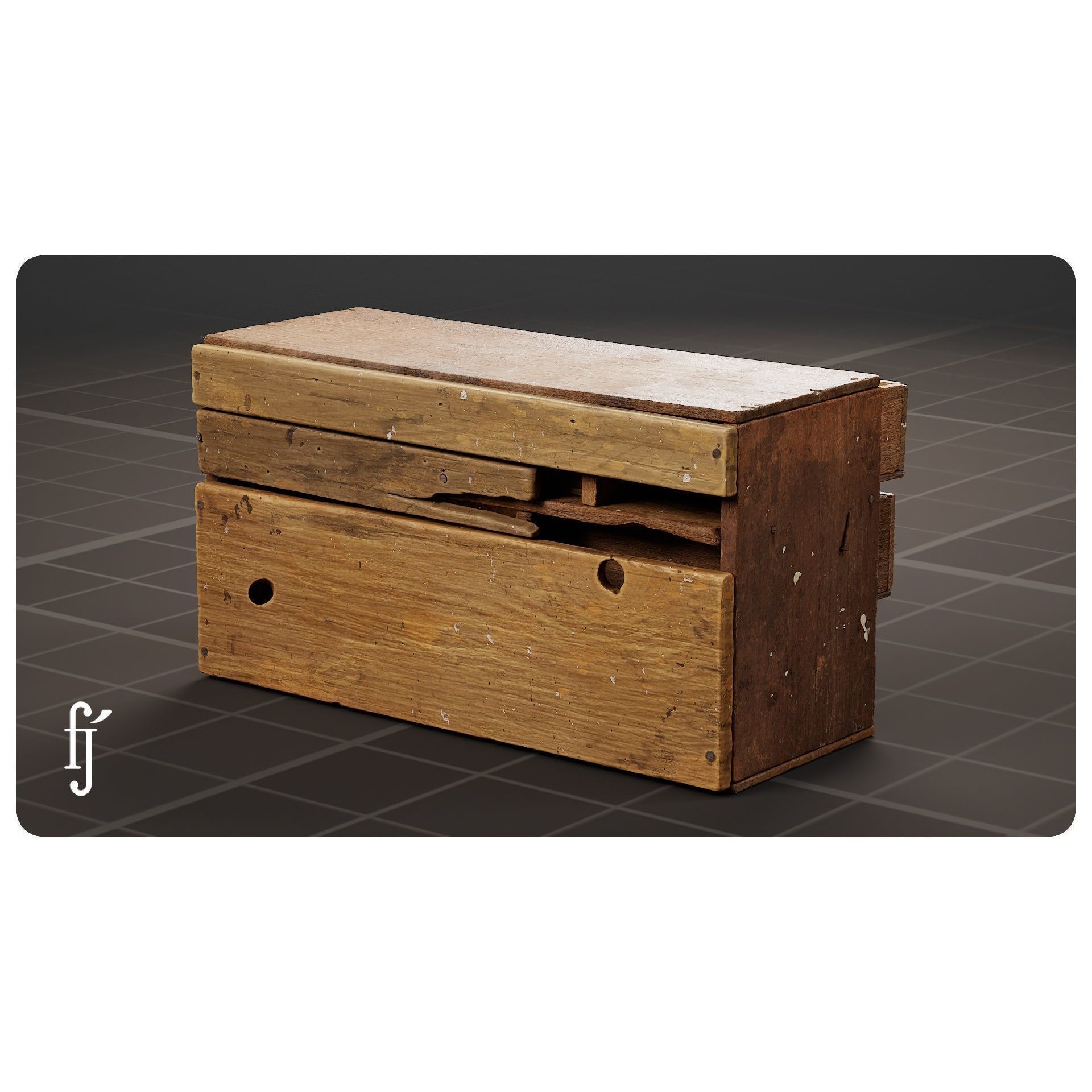 Vintage Wooden Multi-Drawer Storage Cabinet 3D Model – High Poly PBR Asset, FBX - View 6