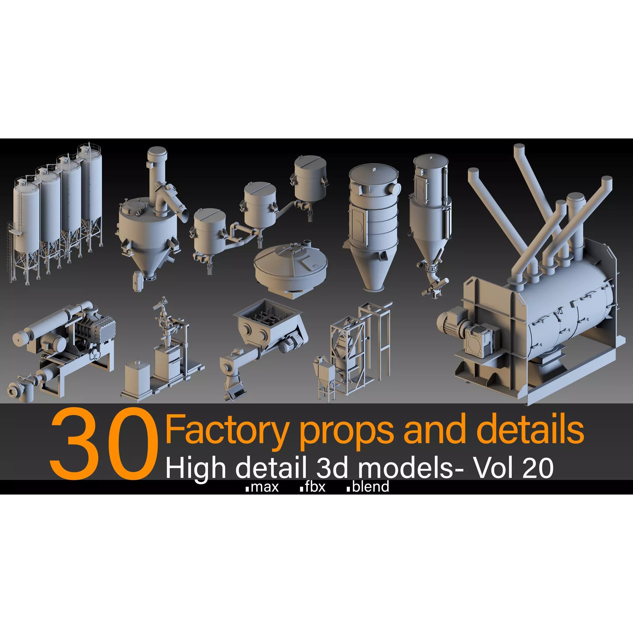 Factory Props 3D Model – High Detail Industrial Assets, FBX, Blend - View 2
