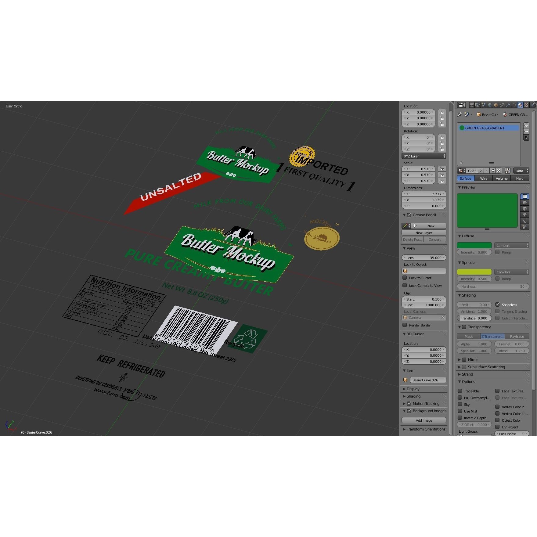 Butter Pack 3D Model – High-Quality Foil Package with Labels - View 14