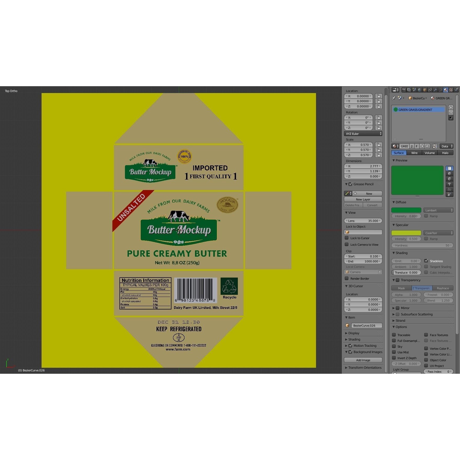 Butter Pack 3D Model – High-Quality Foil Package with Labels - View 15