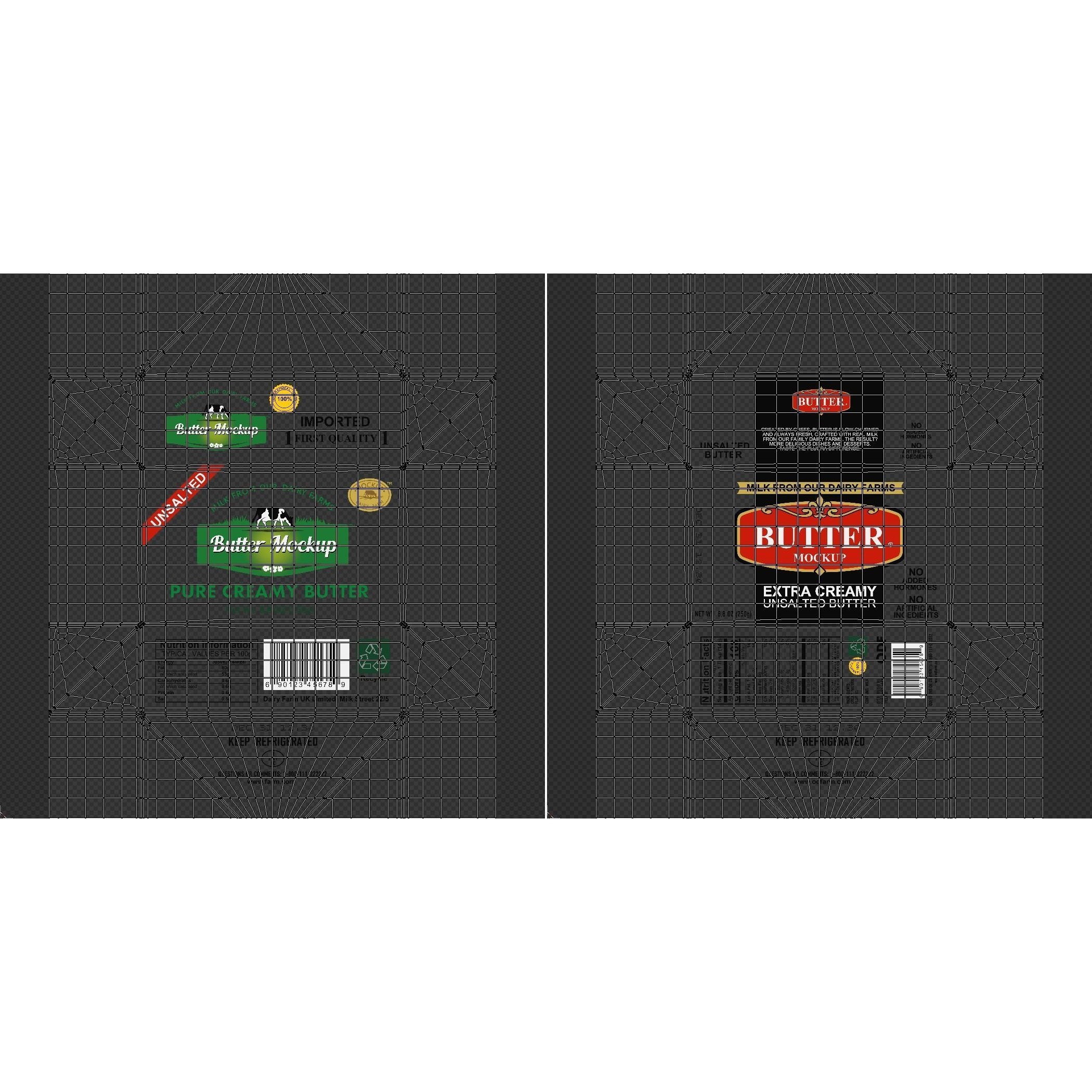Butter Pack 3D Model – High-Quality Foil Package with Labels - View 17