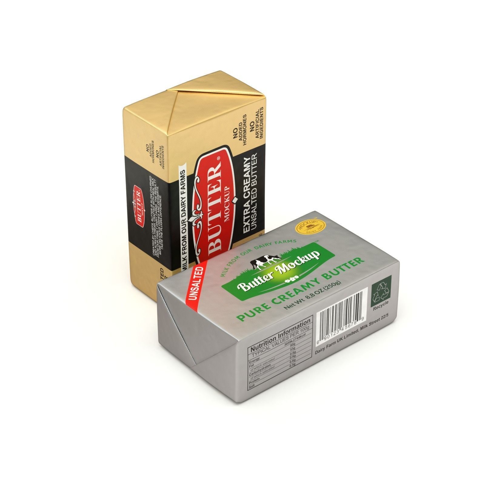 Butter Pack 3D Model – High-Quality Foil Package with Labels - View 4