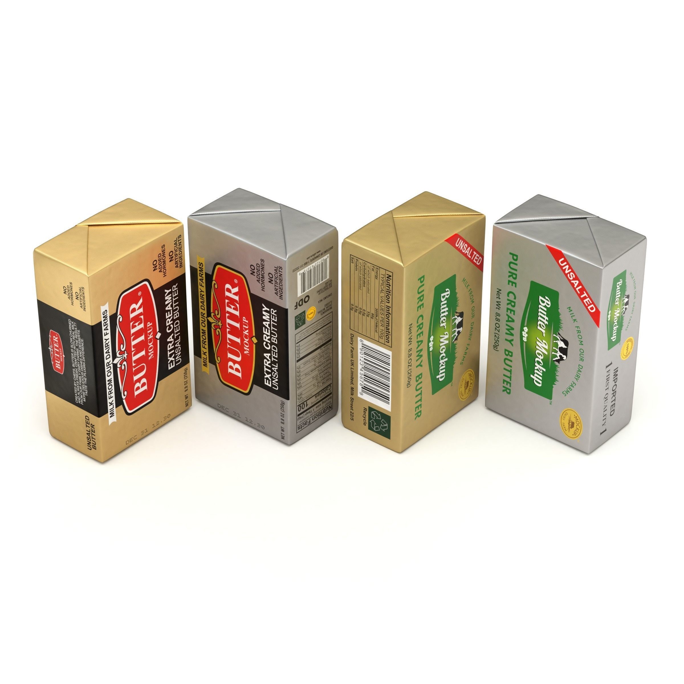 Butter Pack 3D Model – High-Quality Foil Package with Labels - View 7