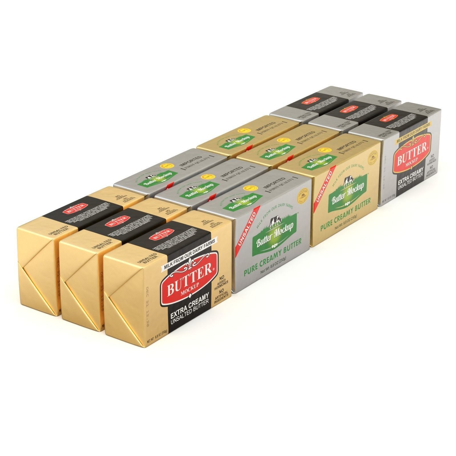 Butter Pack 3D Model – High-Quality Foil Package with Labels - View 8